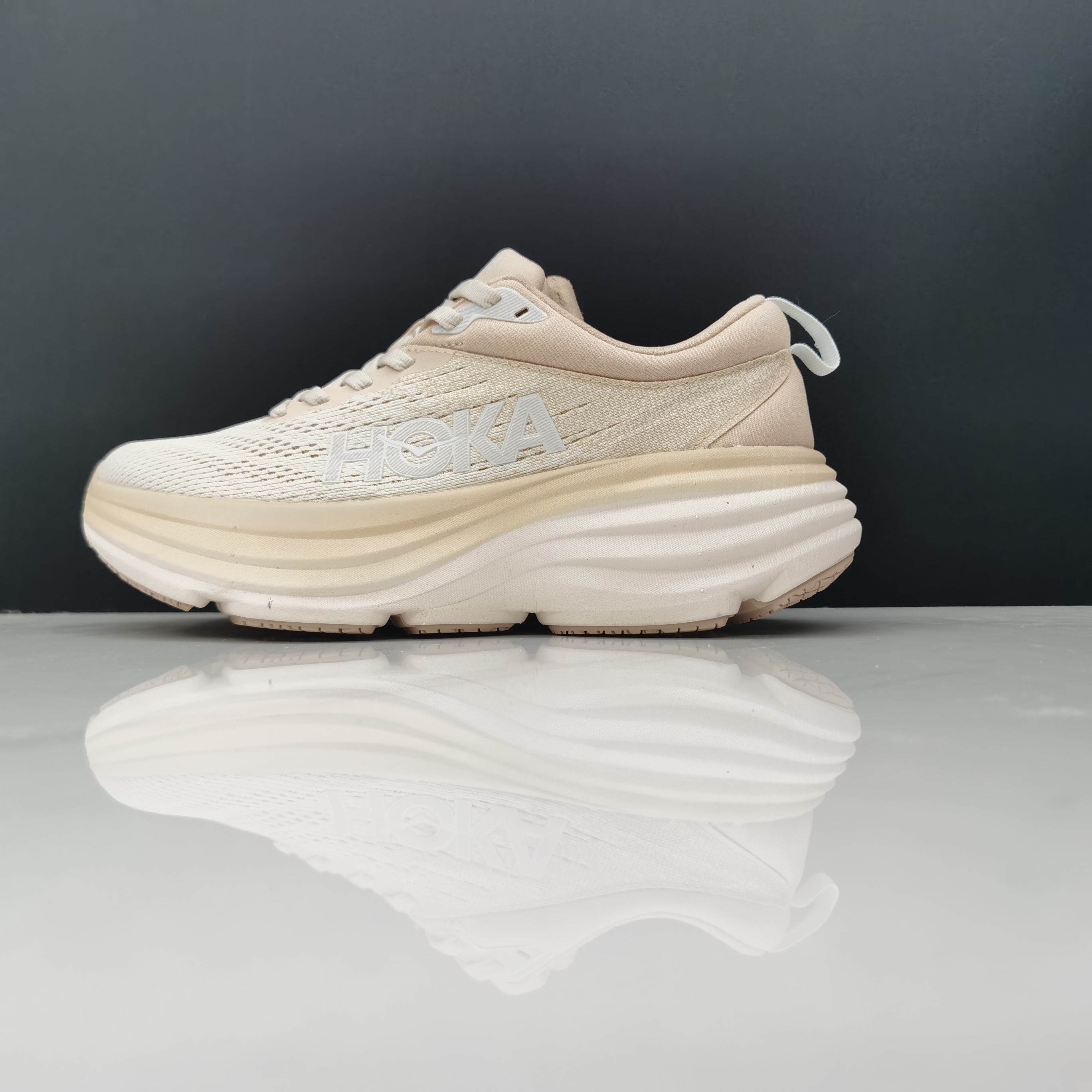 Hoka One One Bondi 8 Breathable Low-top Running Shoes Sneakers Cream