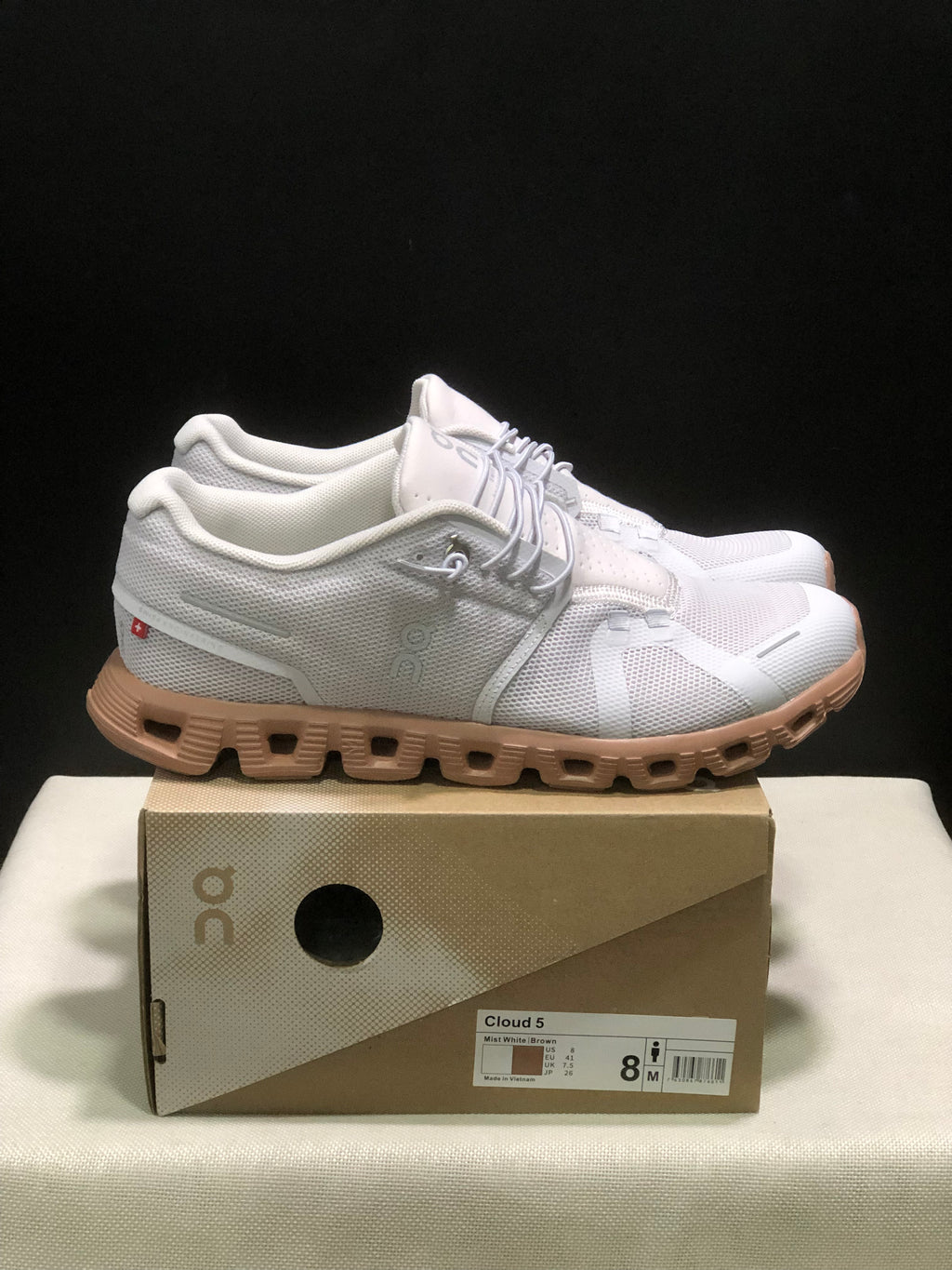 On Running Cloud 5 Lightweight Running Shoes Mist White/Brown
