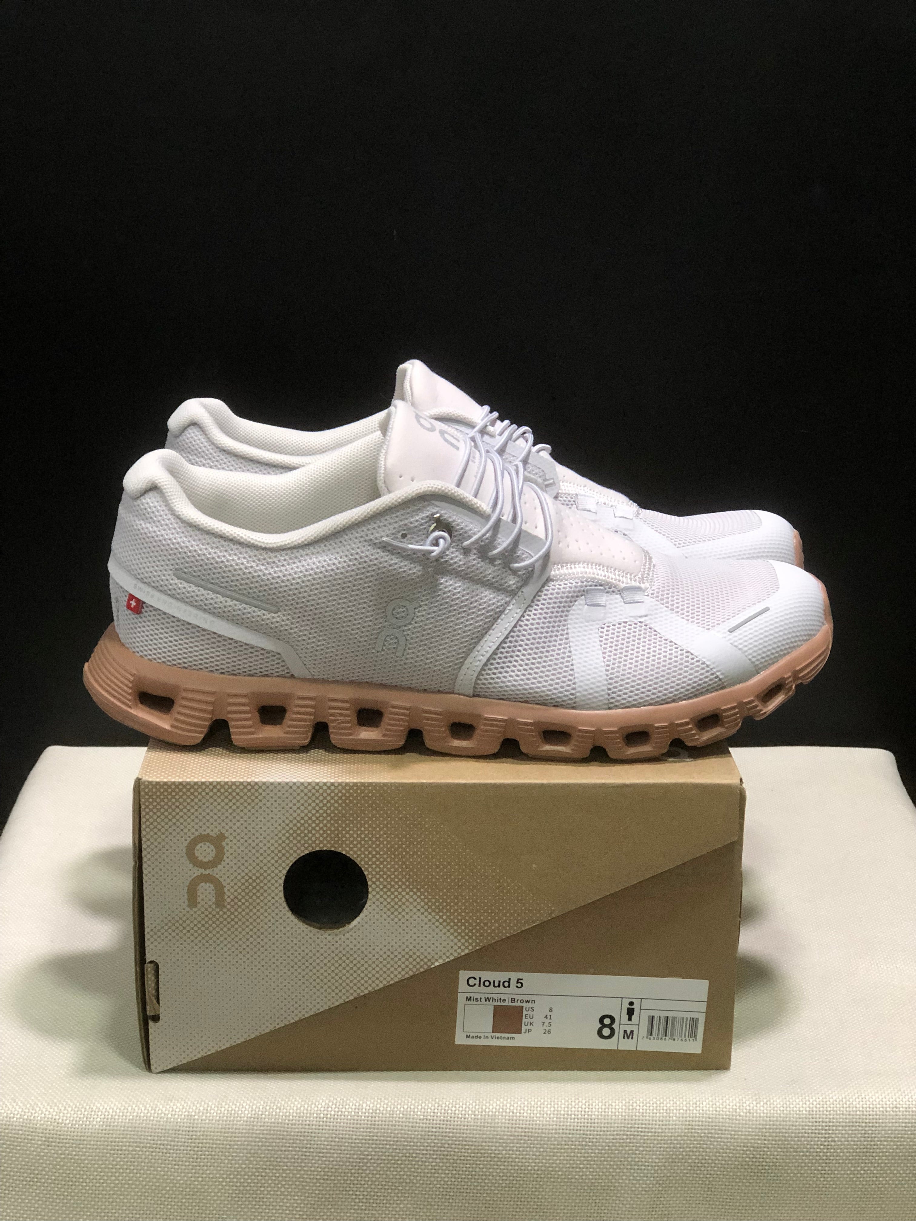 On Running Cloud 5 Lightweight Running Shoes Mist White/Brown