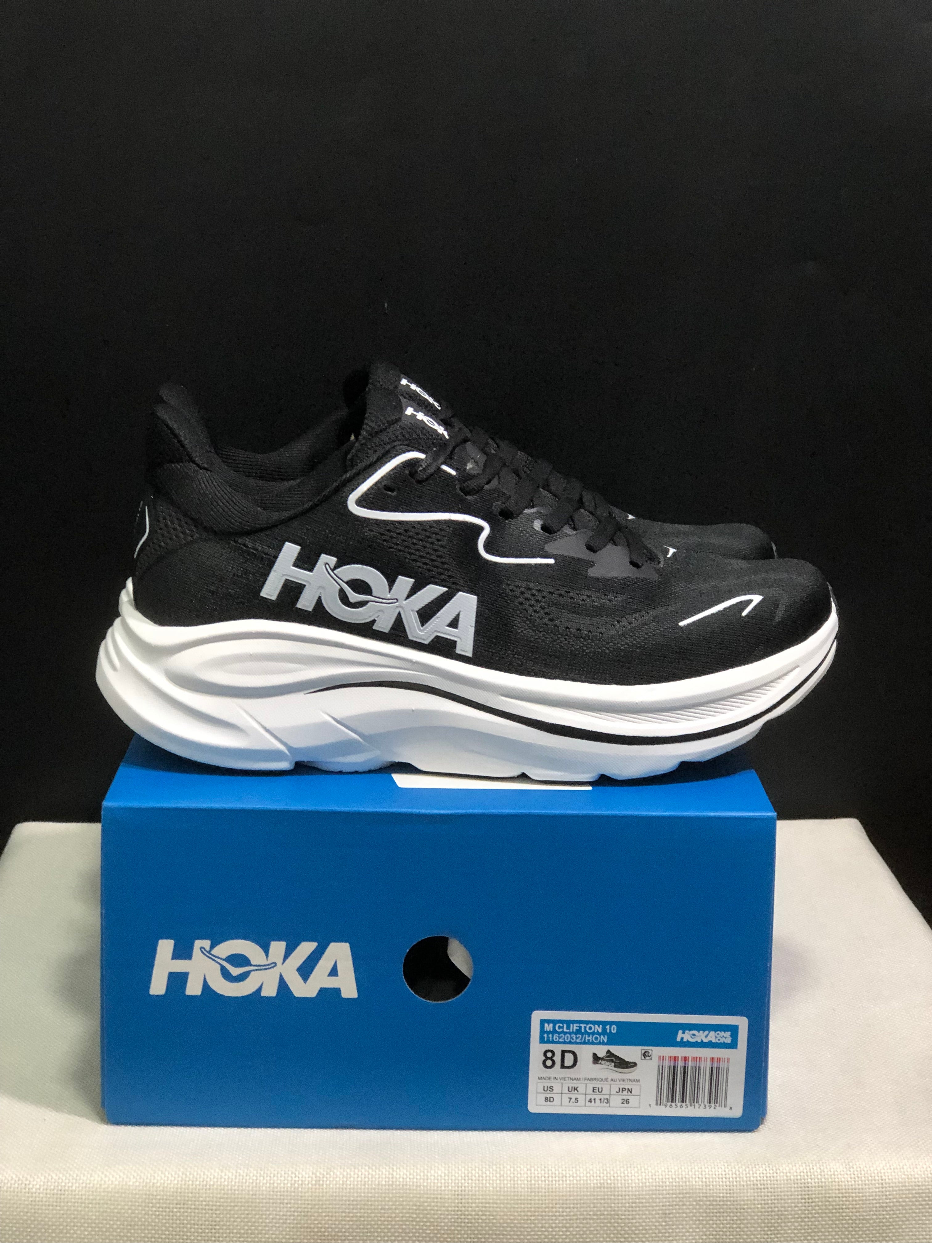 Hoka One One Clifton 10 Black/White Fashion Shoes Sneakers