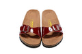 Birkenstock Single Button Scarlet Patent Leather Slippers