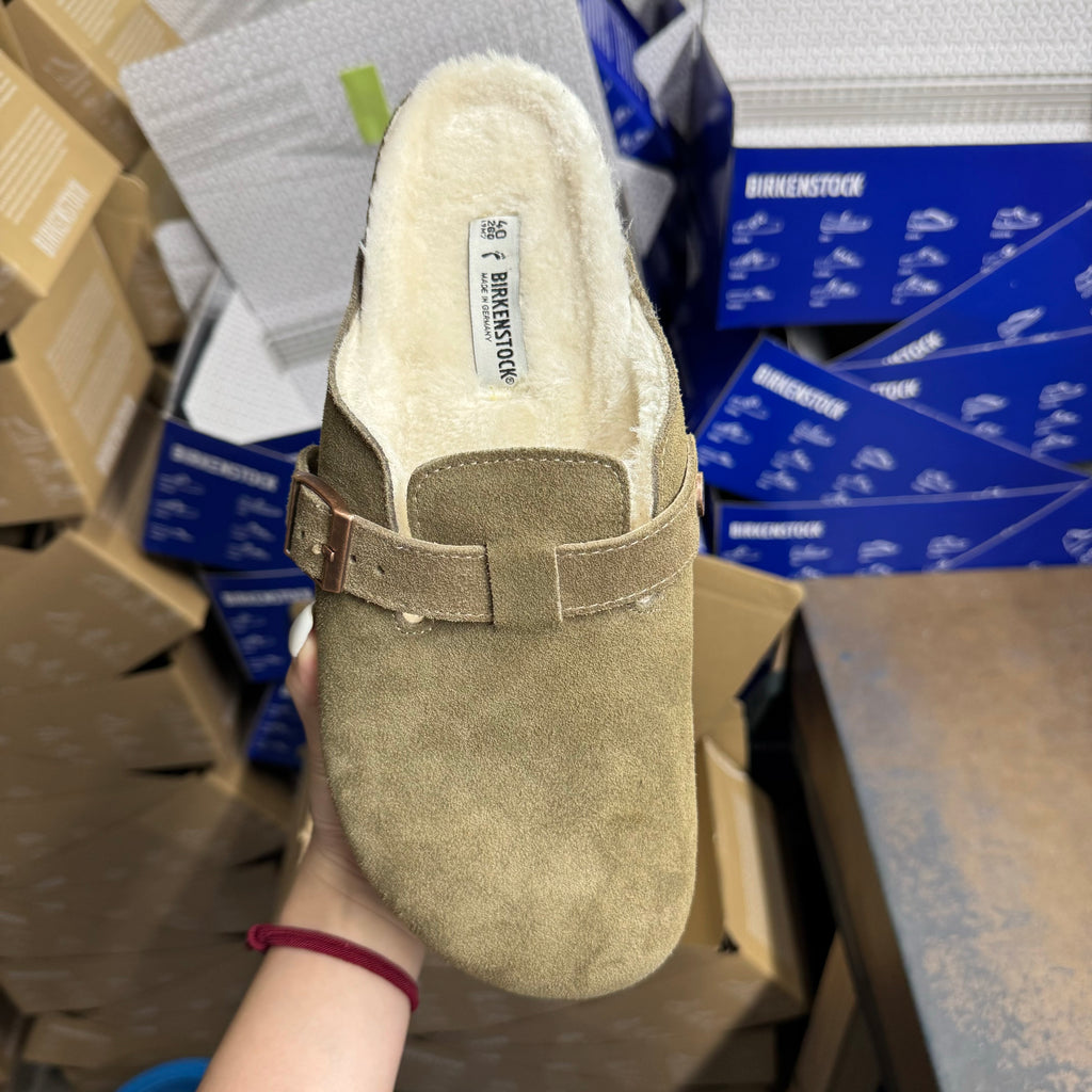 Birkenstock Boston Suede Fleece-Lined Casual Shoes