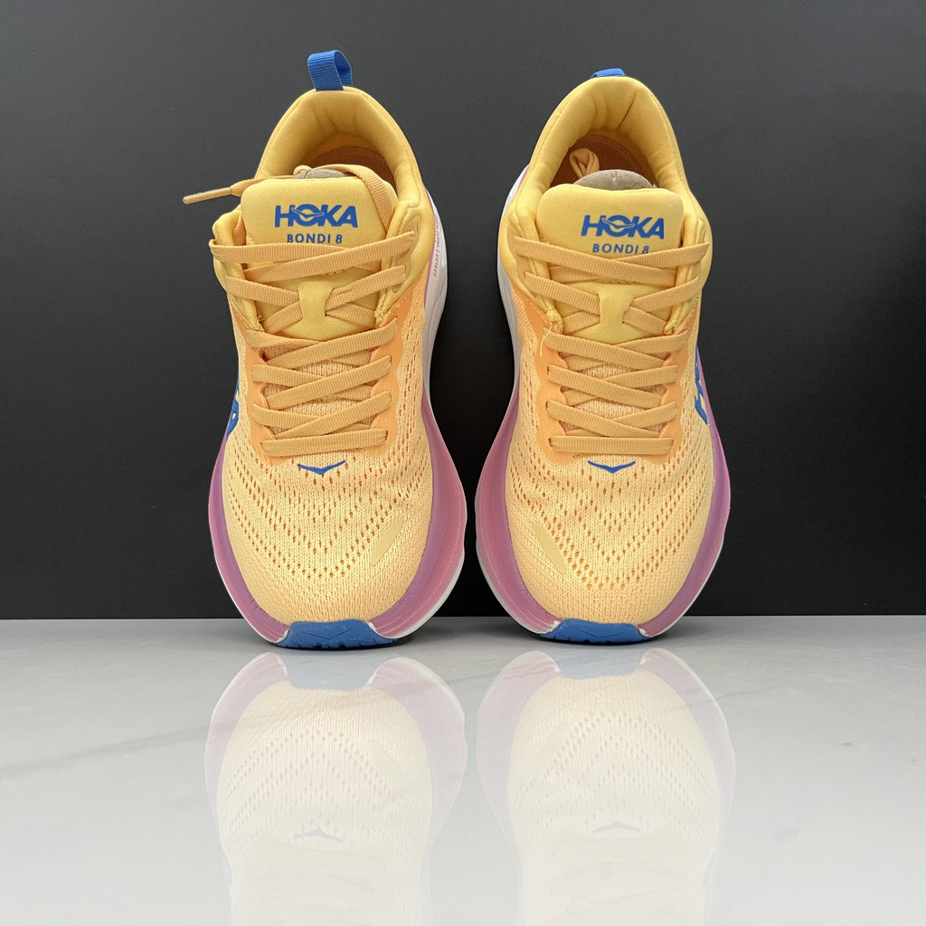 Hoka One One Bondi 8 Breathable Low-top Running Shoes Sneakers Yellow