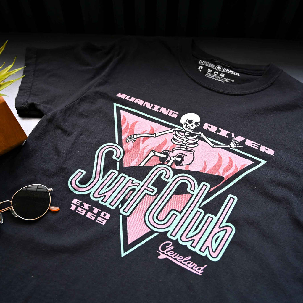 Burning River Surf Club - Unisex Crew T-Shirt - Black