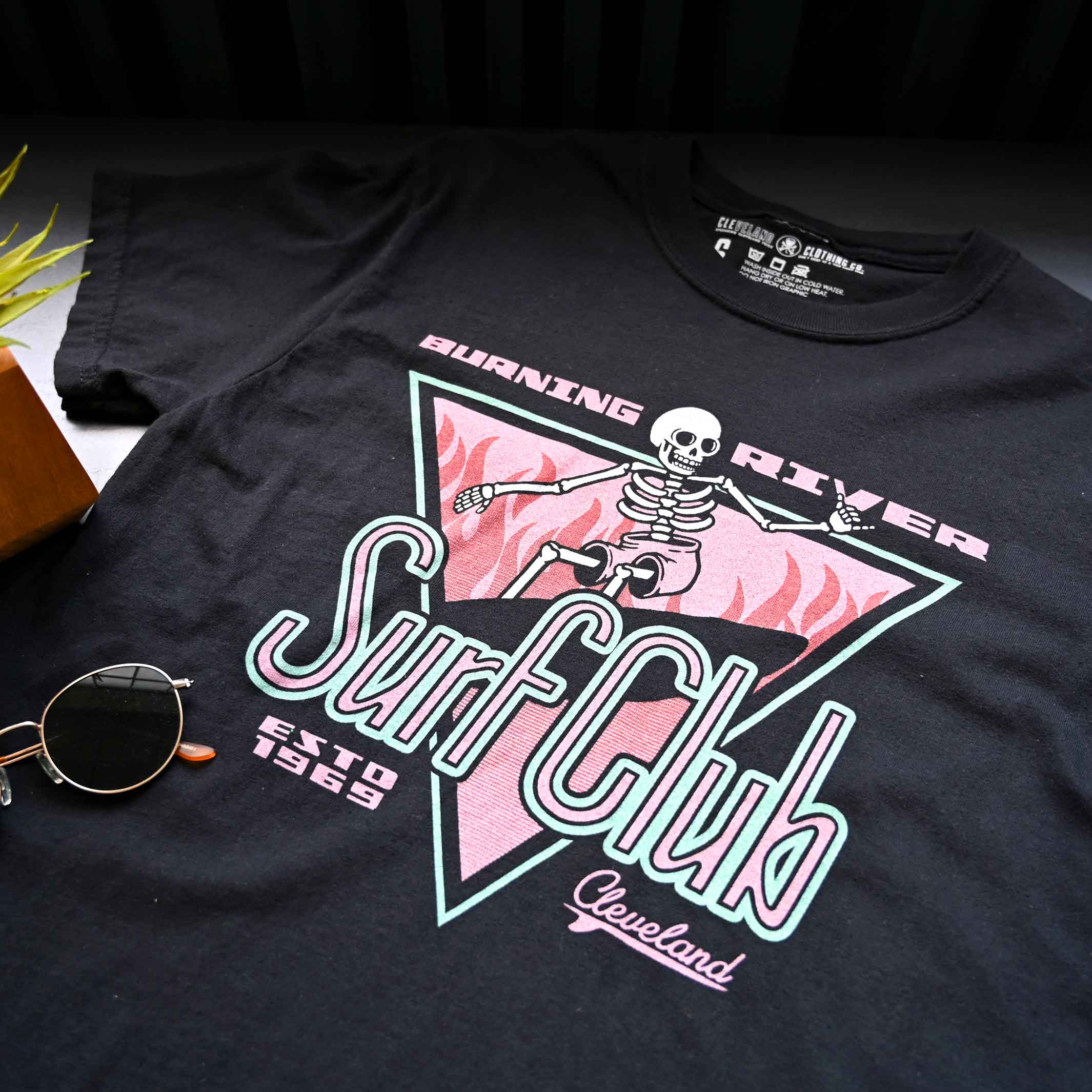 Burning River Surf Club - Unisex Crew T-Shirt - Black