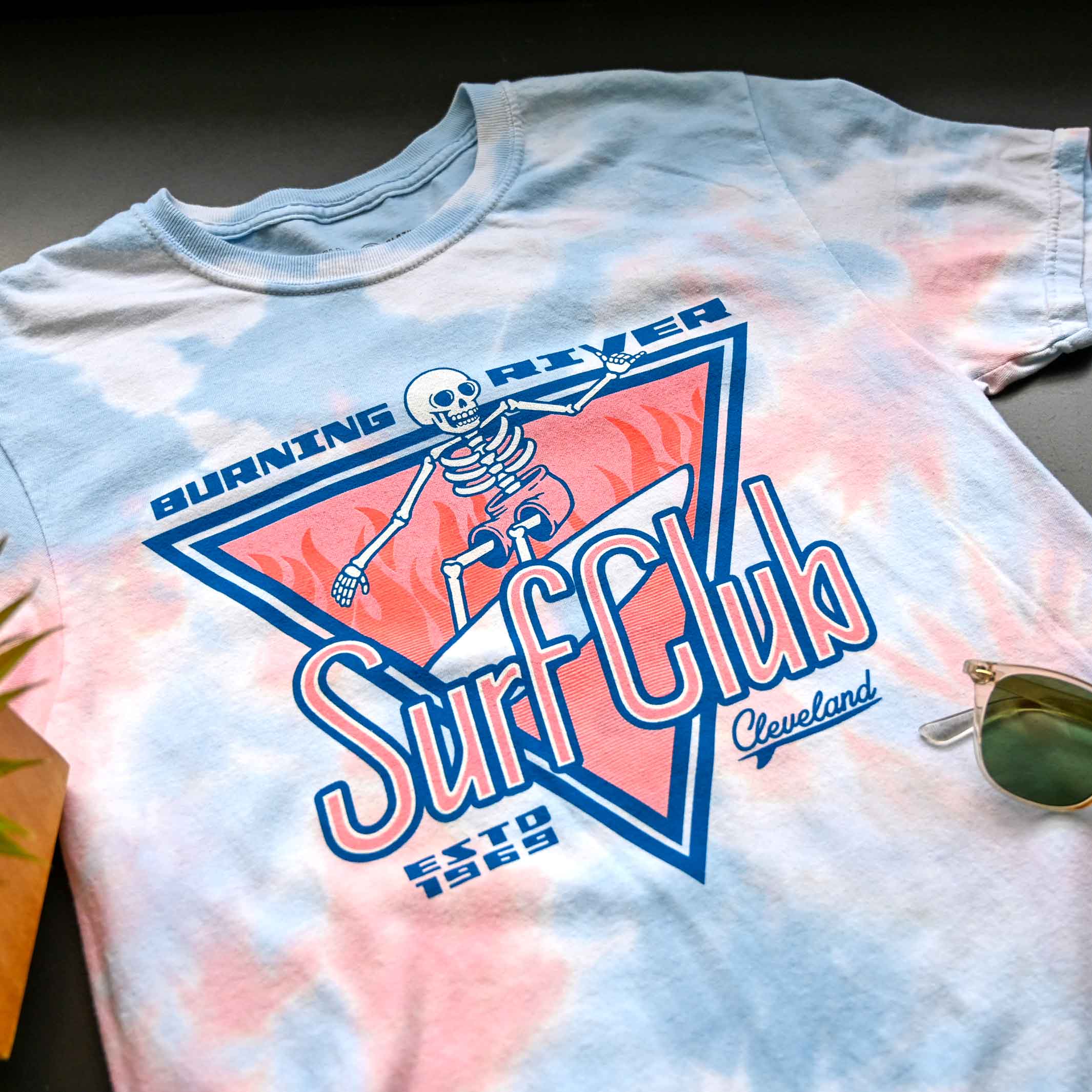 Burning River Surf Club - Unisex Crew T-Shirt - Tie Dye
