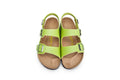 Birkenstock Two-Button Light Green Matte Leather Sandals