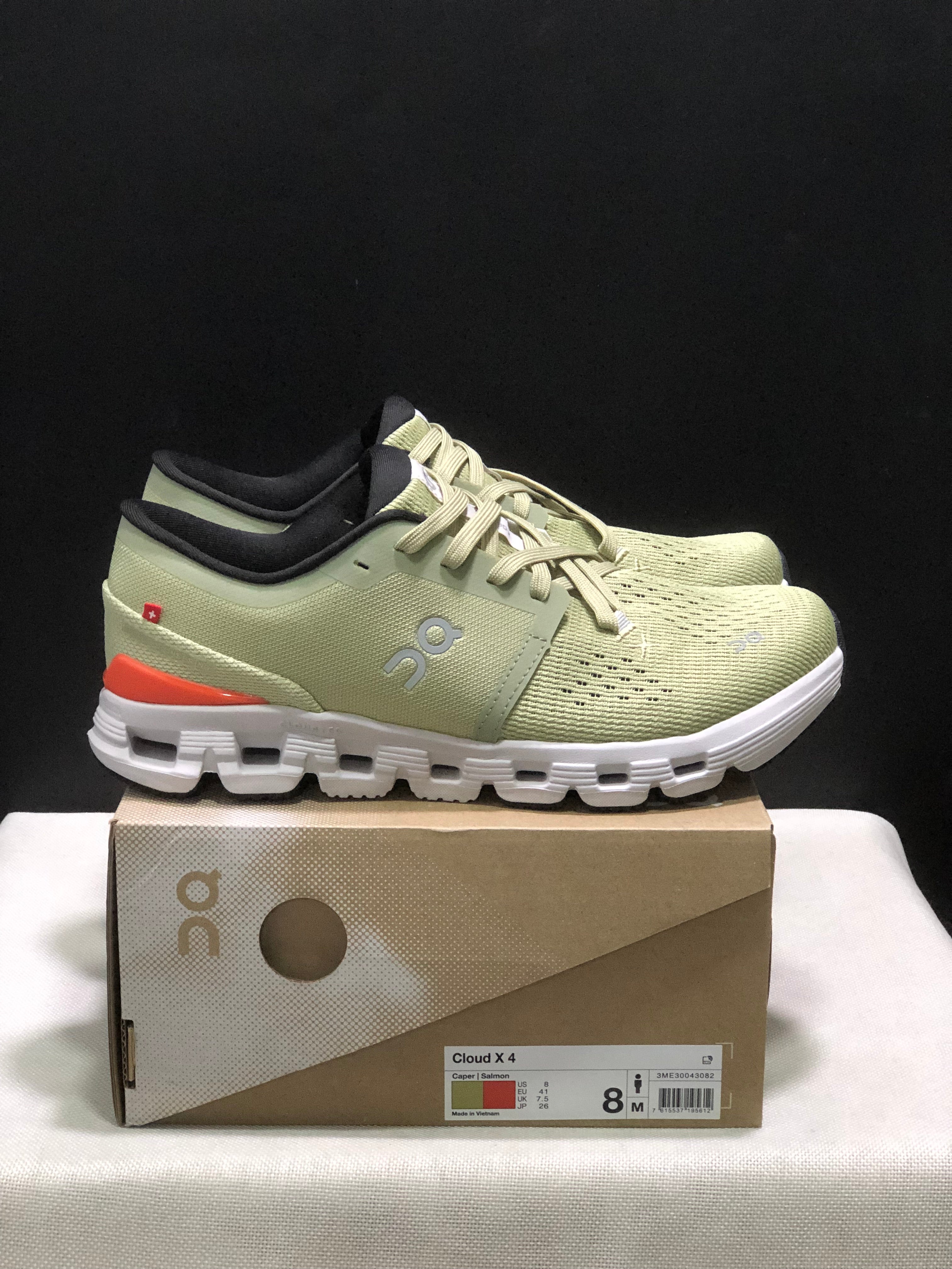 On Running Cloud X4 Comfortable Running Shoes Grass Green/White