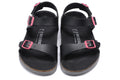 Birkenstock Single Button Pink Button Black Leather Sandals