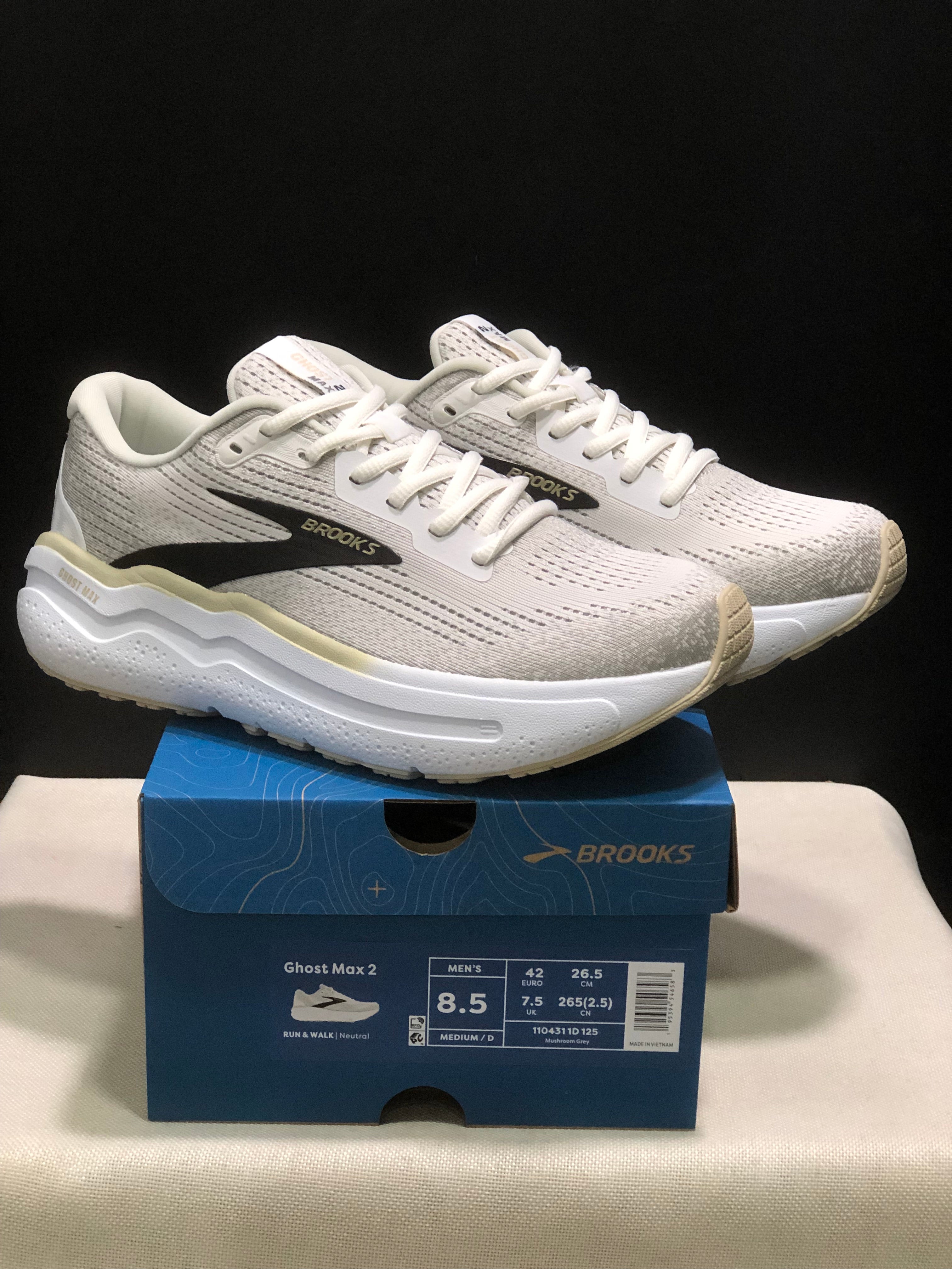 Brooks Ghost Max 2 Breathable Low-top Running Shoes Mushroom Grey