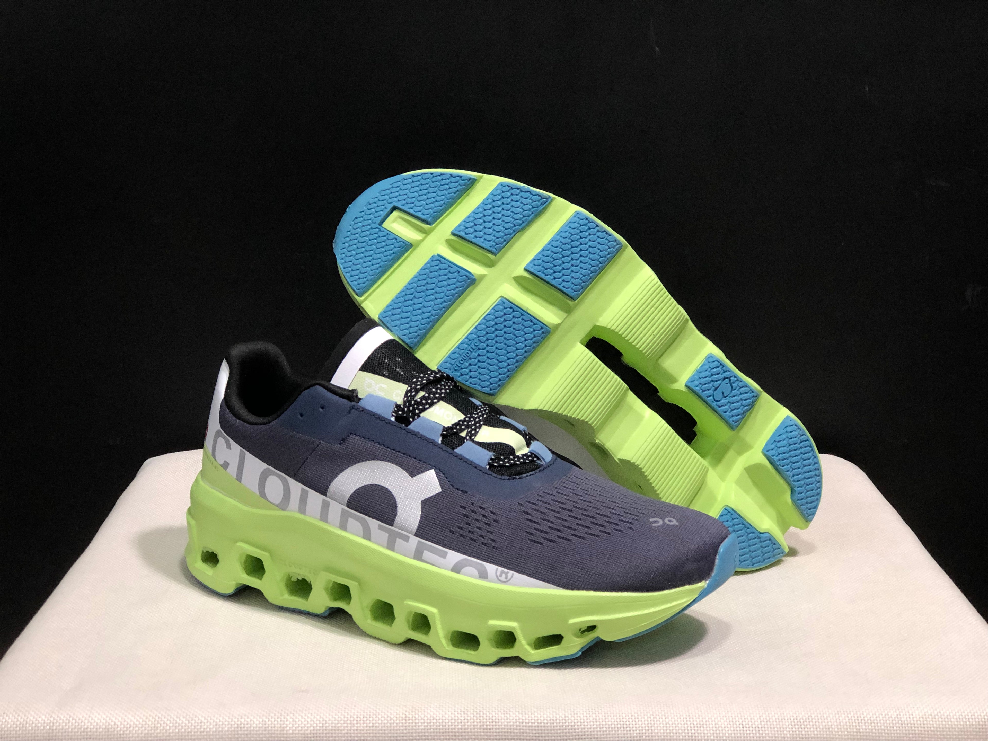 On Running Cloudmonster Anti-Slip Running Shoes Dark Blue/Green