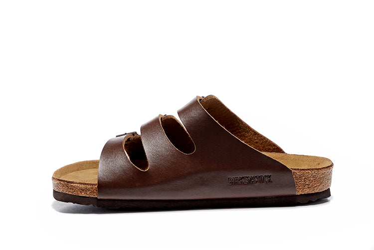 Birkenstock Florida Three-Buckle Matte Leather Sandals