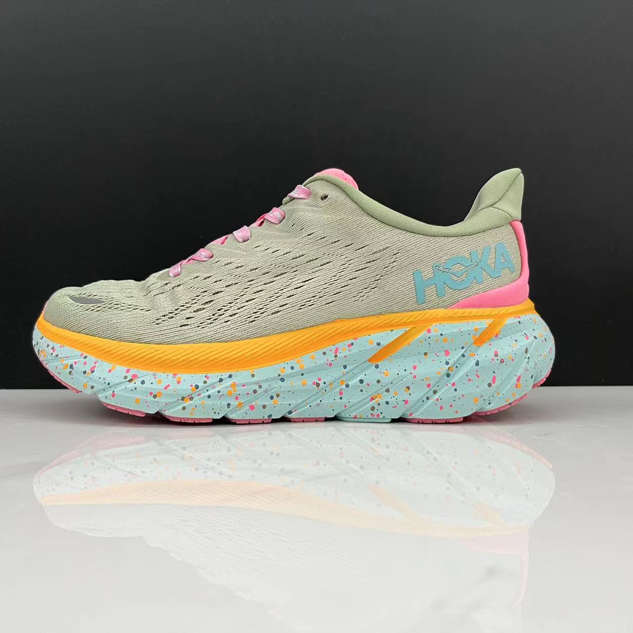 Hoka One One Clifton 8 Fashion Shoes Shock-absorbing Sneakers Light Green