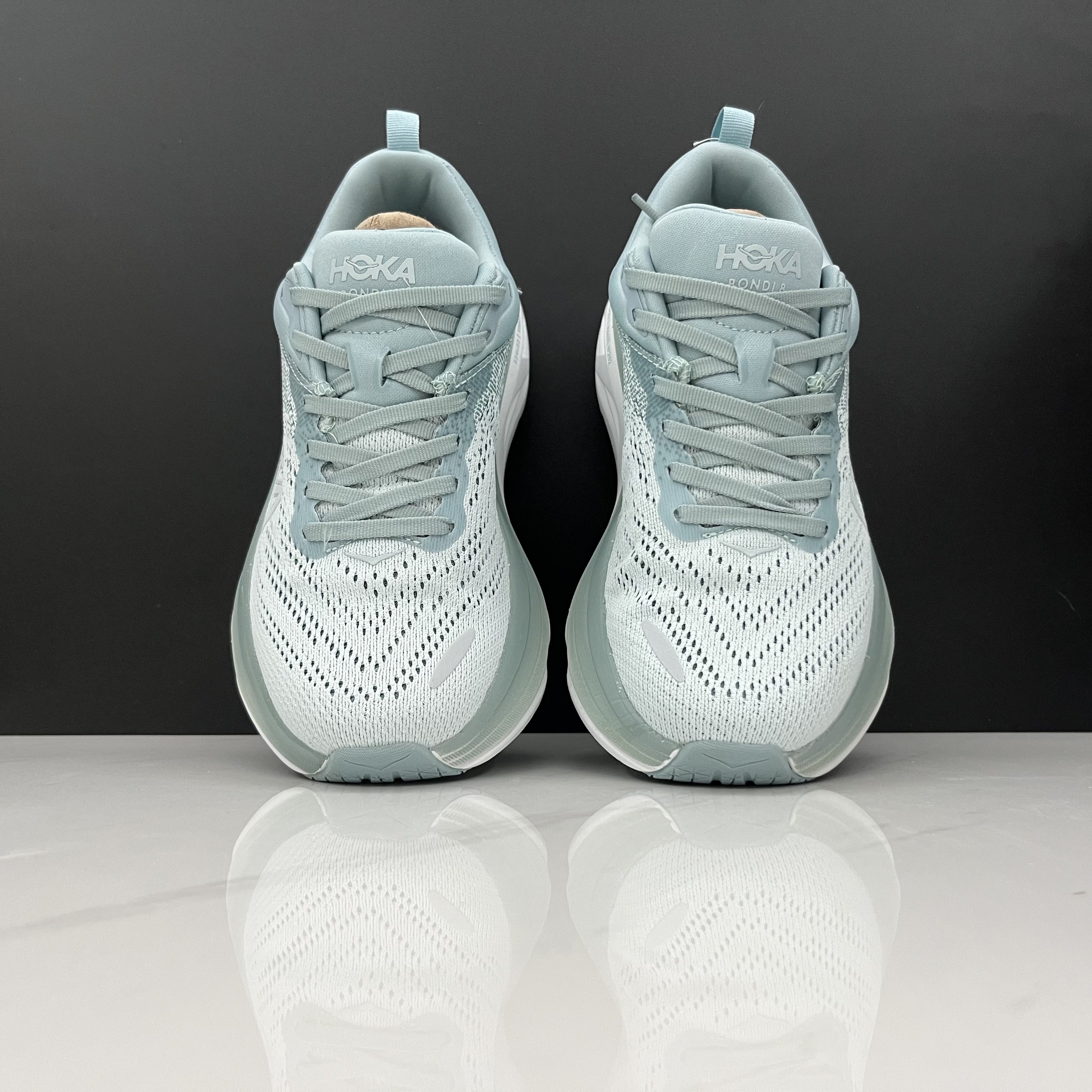 Hoka One One Bondi 8 Breathable Low-top Running Shoes Sneakers Blue Gray