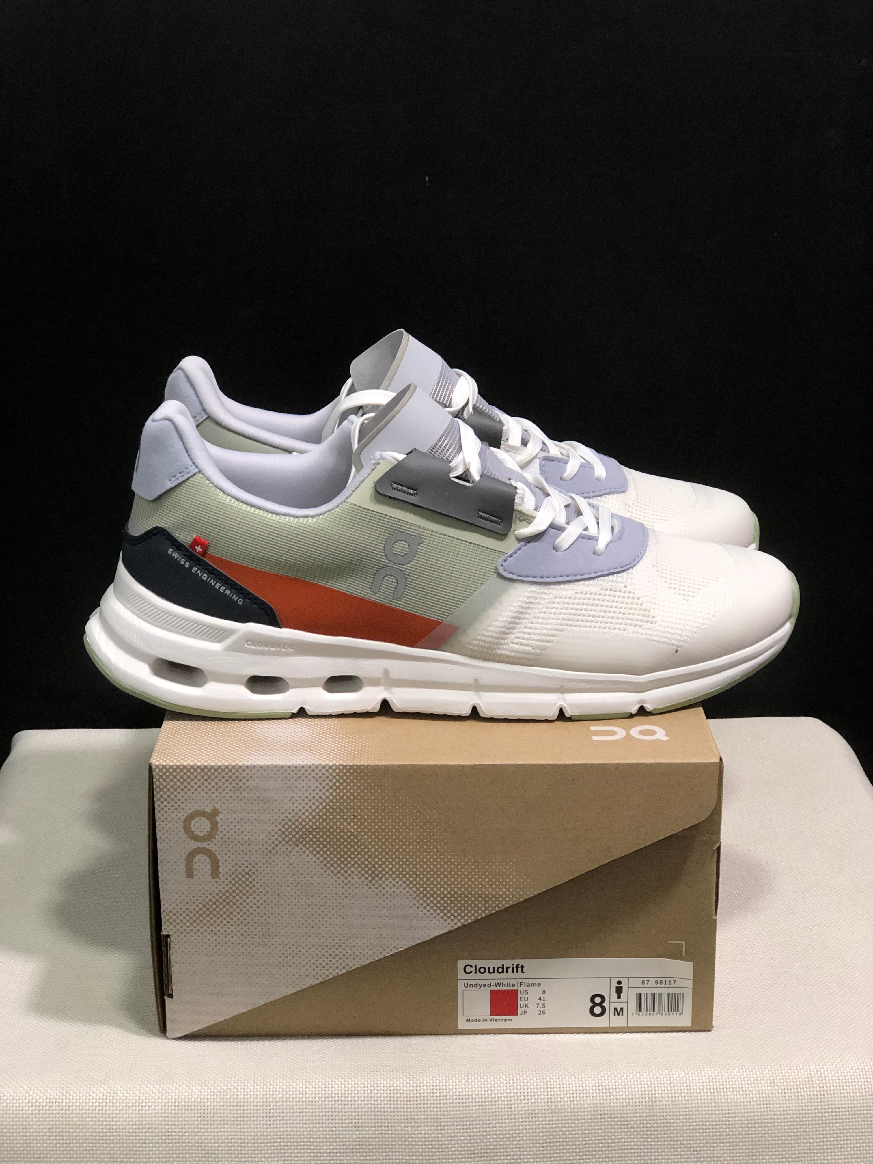 On Running Cloudrift Comfortable And Versatile Sports Casual Shoes Ivory White/Grey