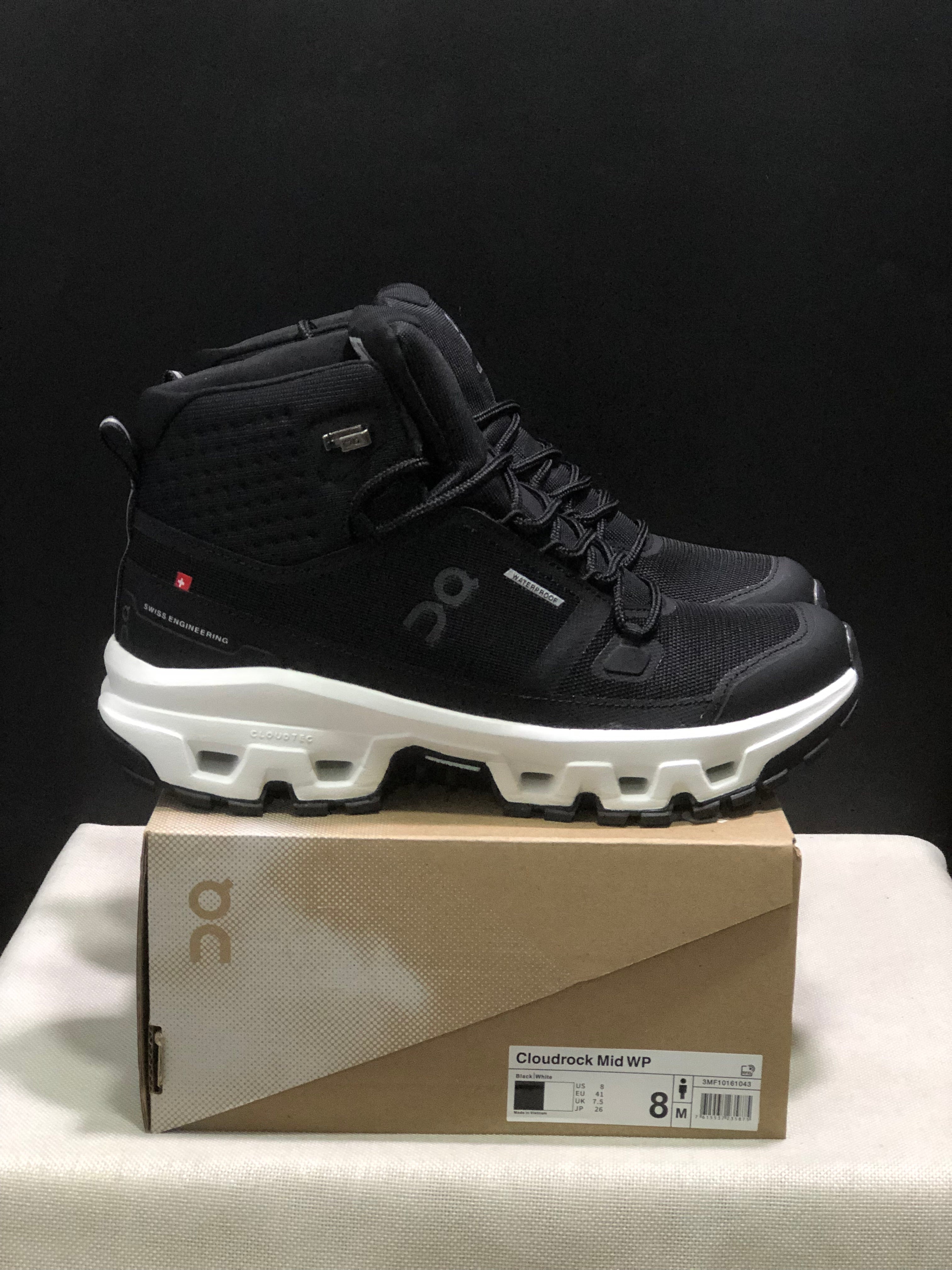 On Running Cloudrock Mid WP High-Top Hiking Shoes Black/White