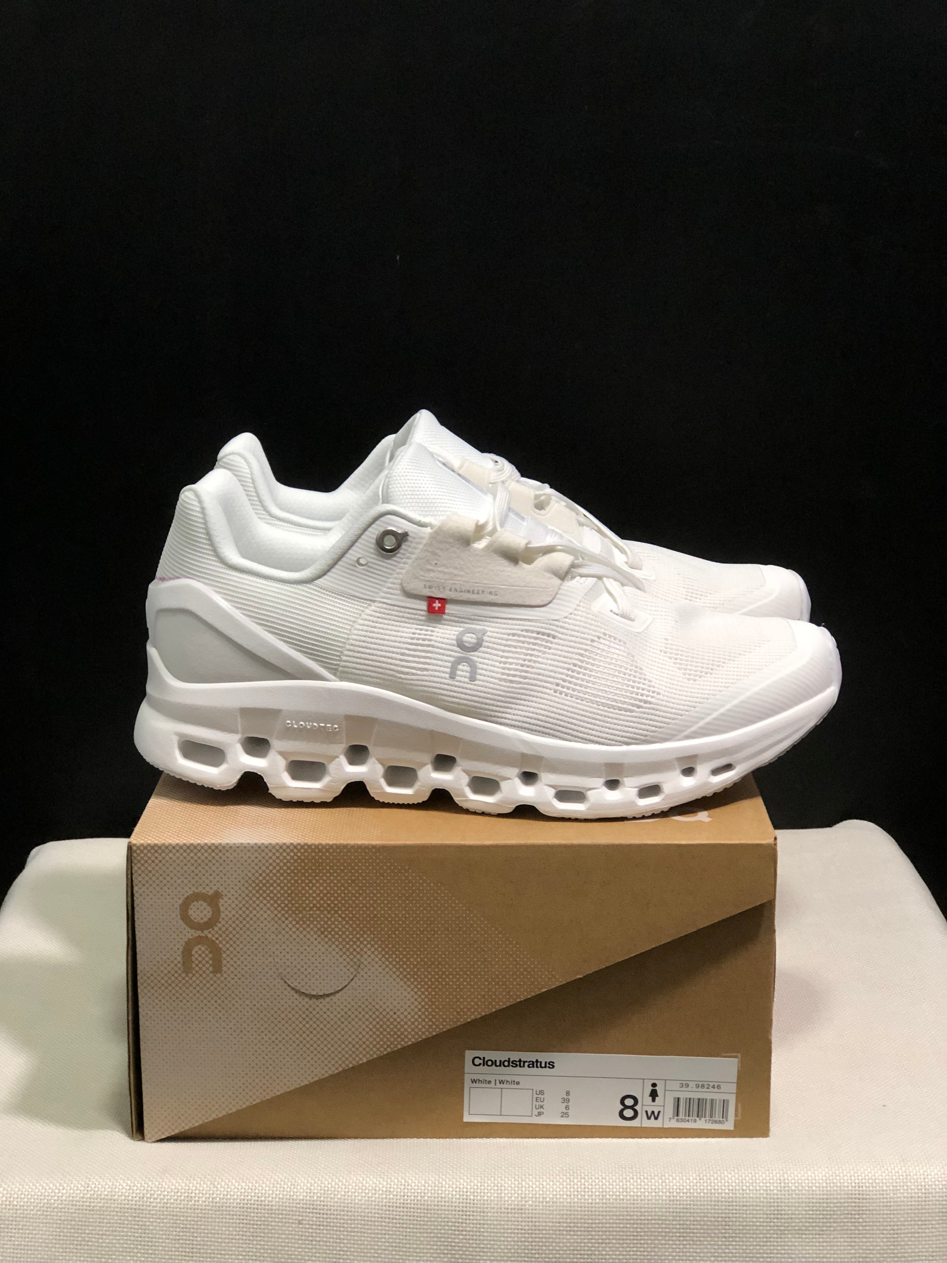 On Running Cloudstratus Breathable Support Running Shoes All White