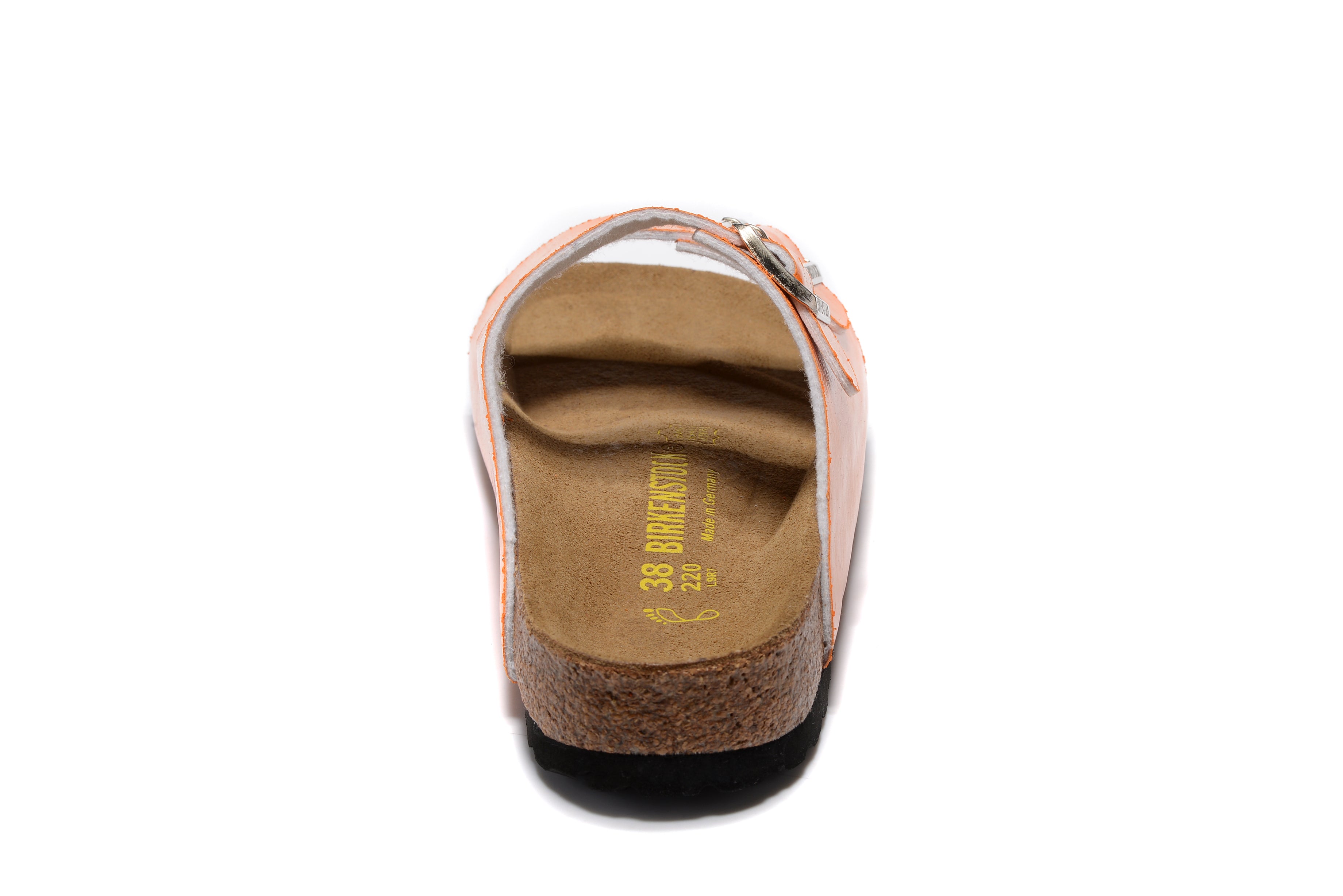 Birkenstock Arizona Orange Patent Two Buckle Leather Sandals