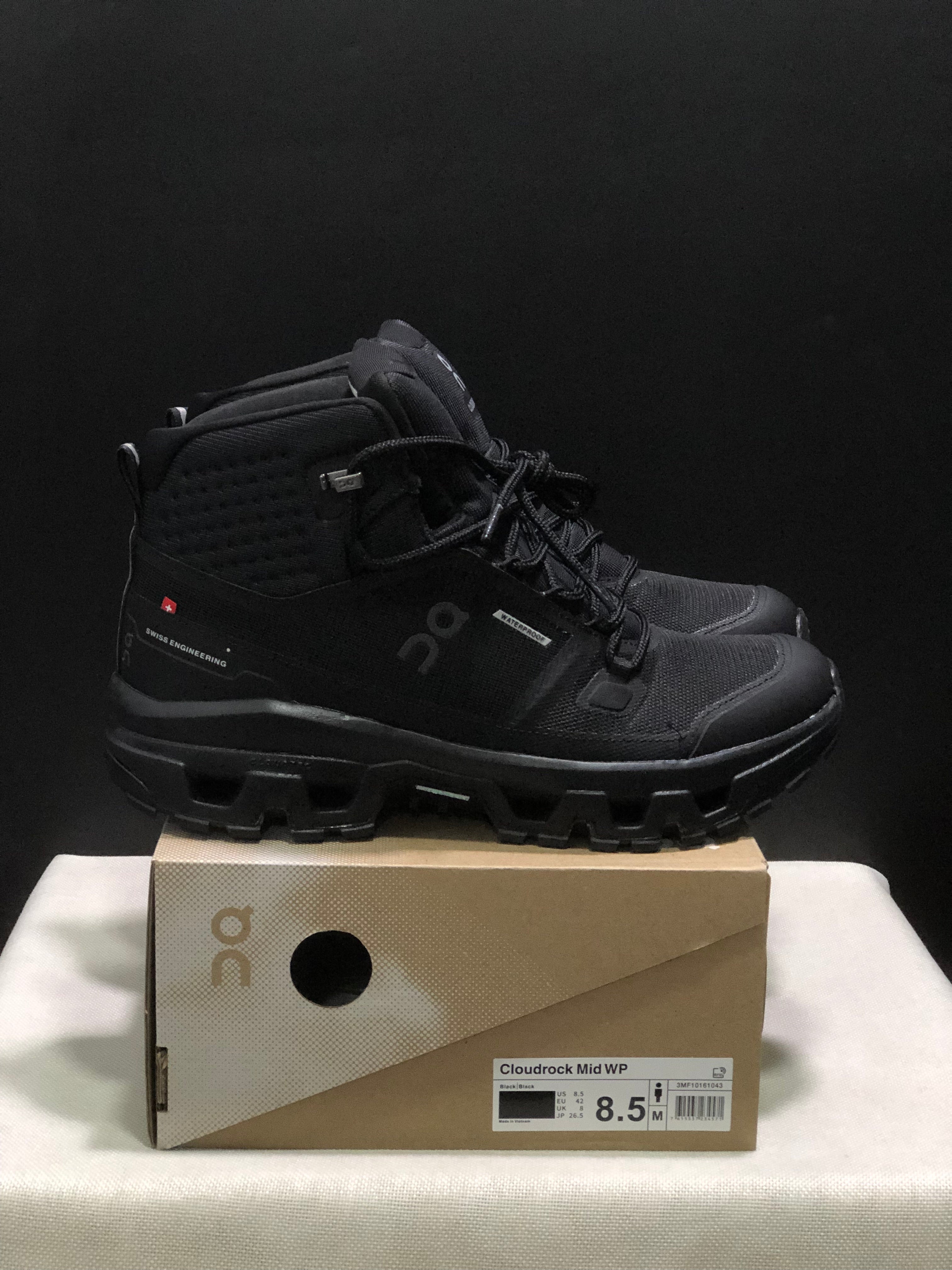 On Running Cloudrock Mid WP High-Top Hiking Shoes All Black