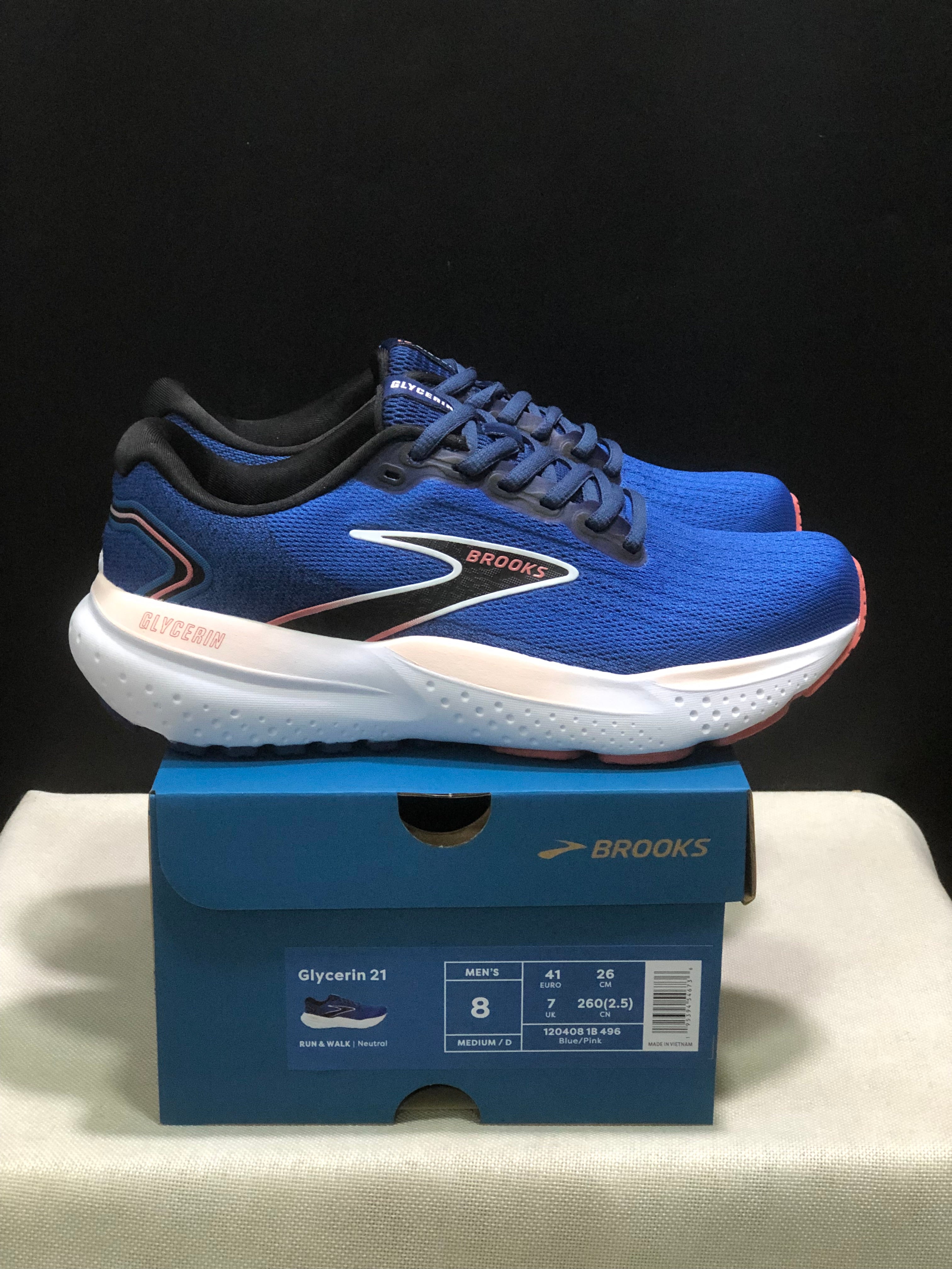 Brooks Glycerin 21 Low-top Casual Running Shoes Blue/Pink