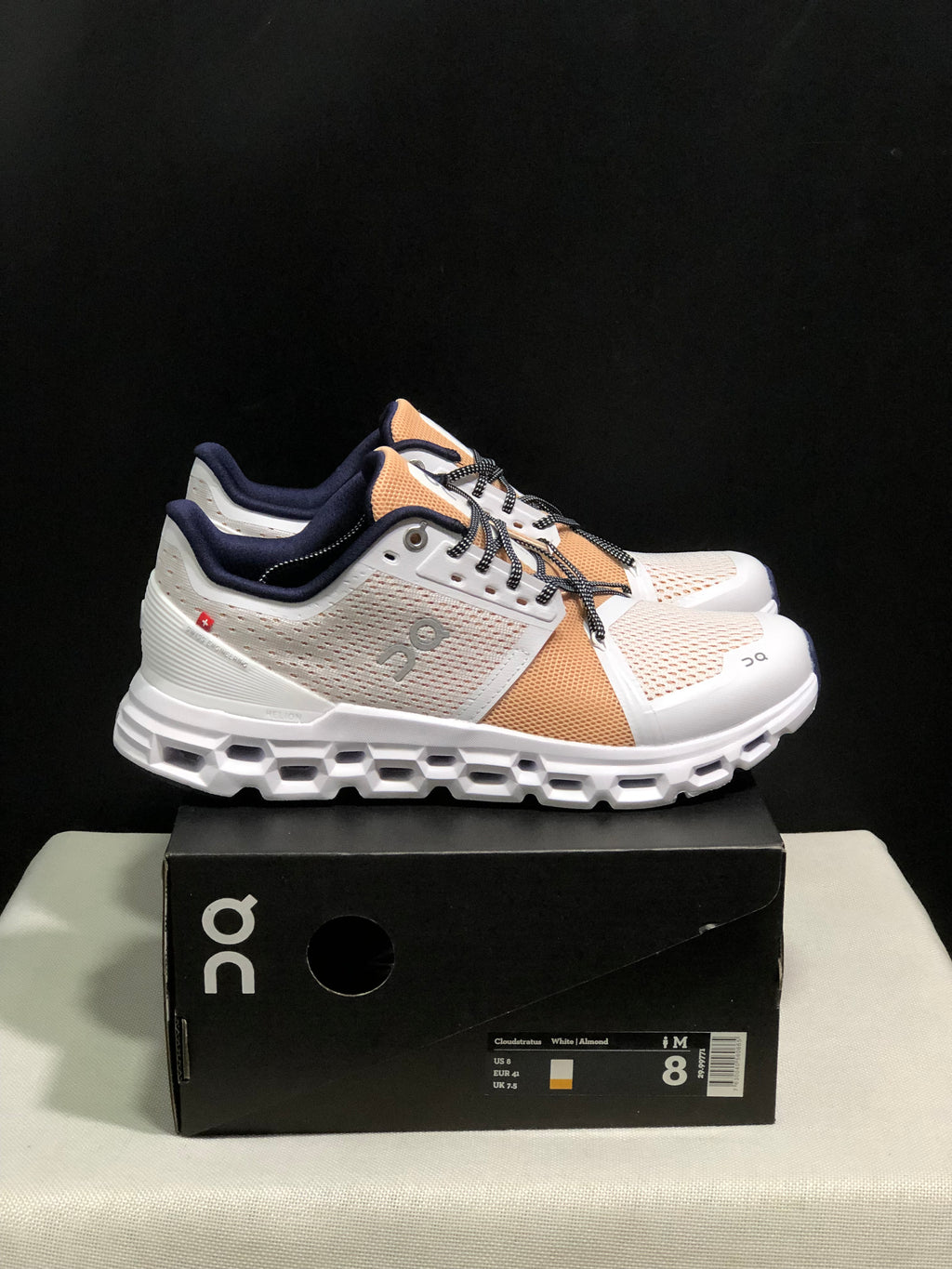 On Running Cloudstratus Shock-Absorbing And Breathable Running Shoes Almond/Orange