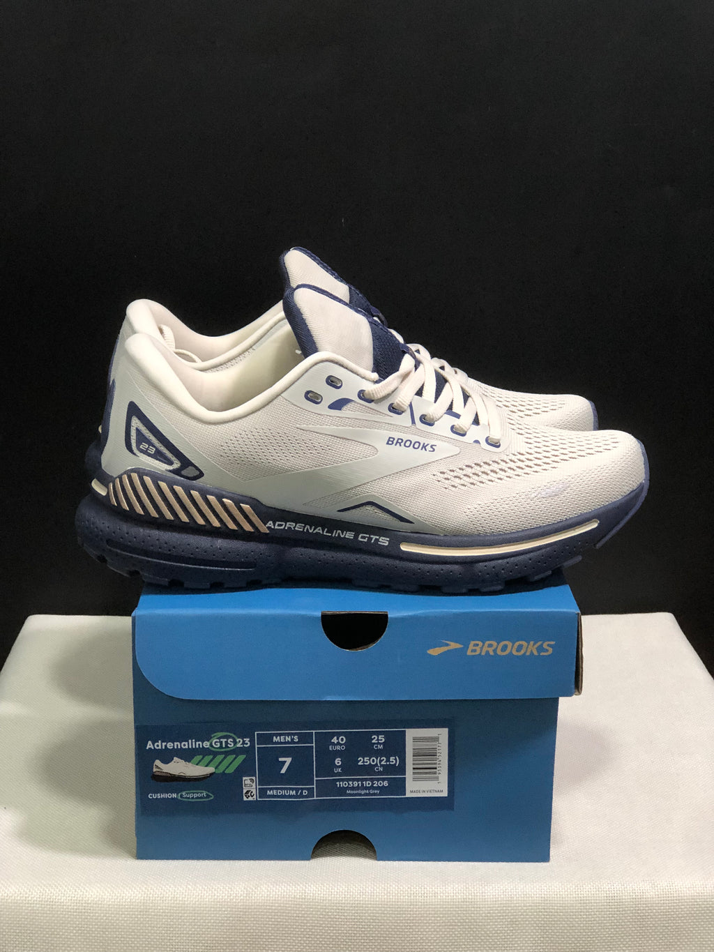 Brooks Adrenaline GTS 23 Shock-absorbing Wear-resistant Low-top Running Shoes Moonlight Grey