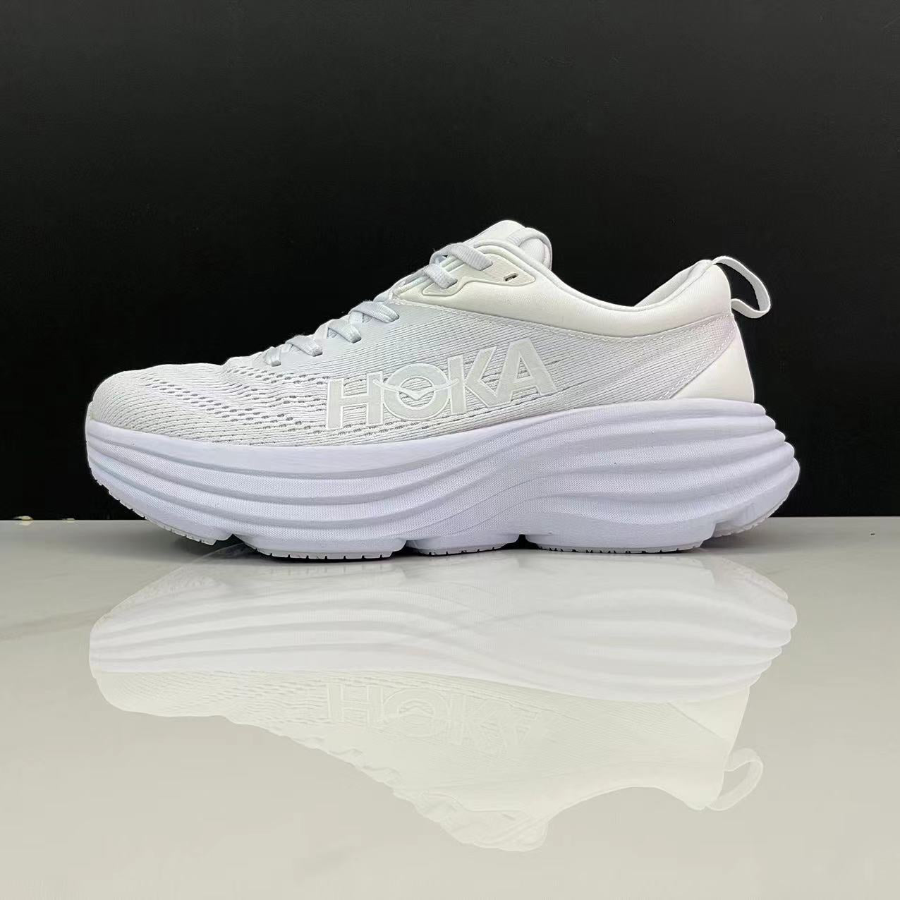 Hoka One One Bondi 8 Breathable Low-top Running Shoes Sneakers White