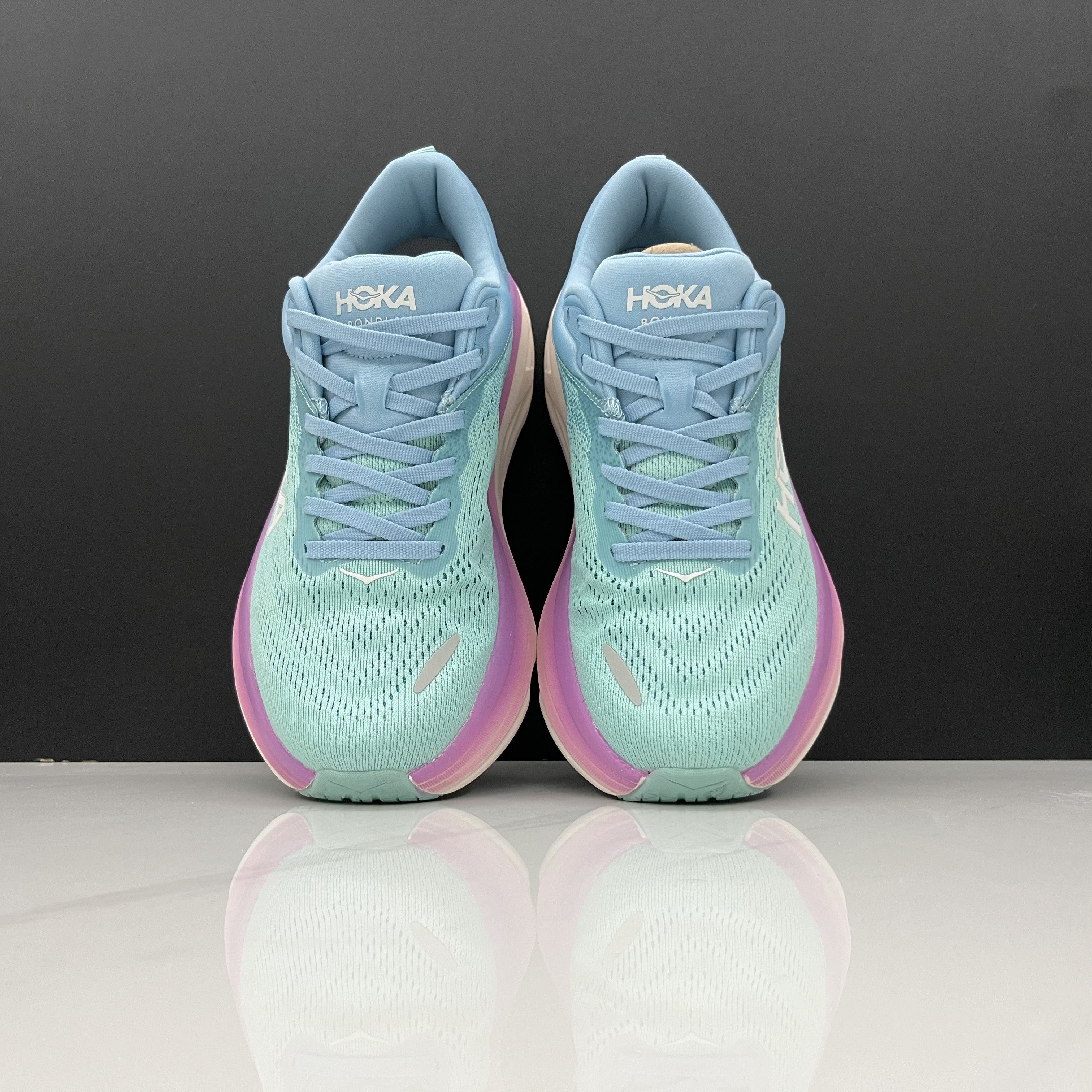 Hoka One One Bondi 8 Breathable Low-top Running Shoes Sneakers Blue Green