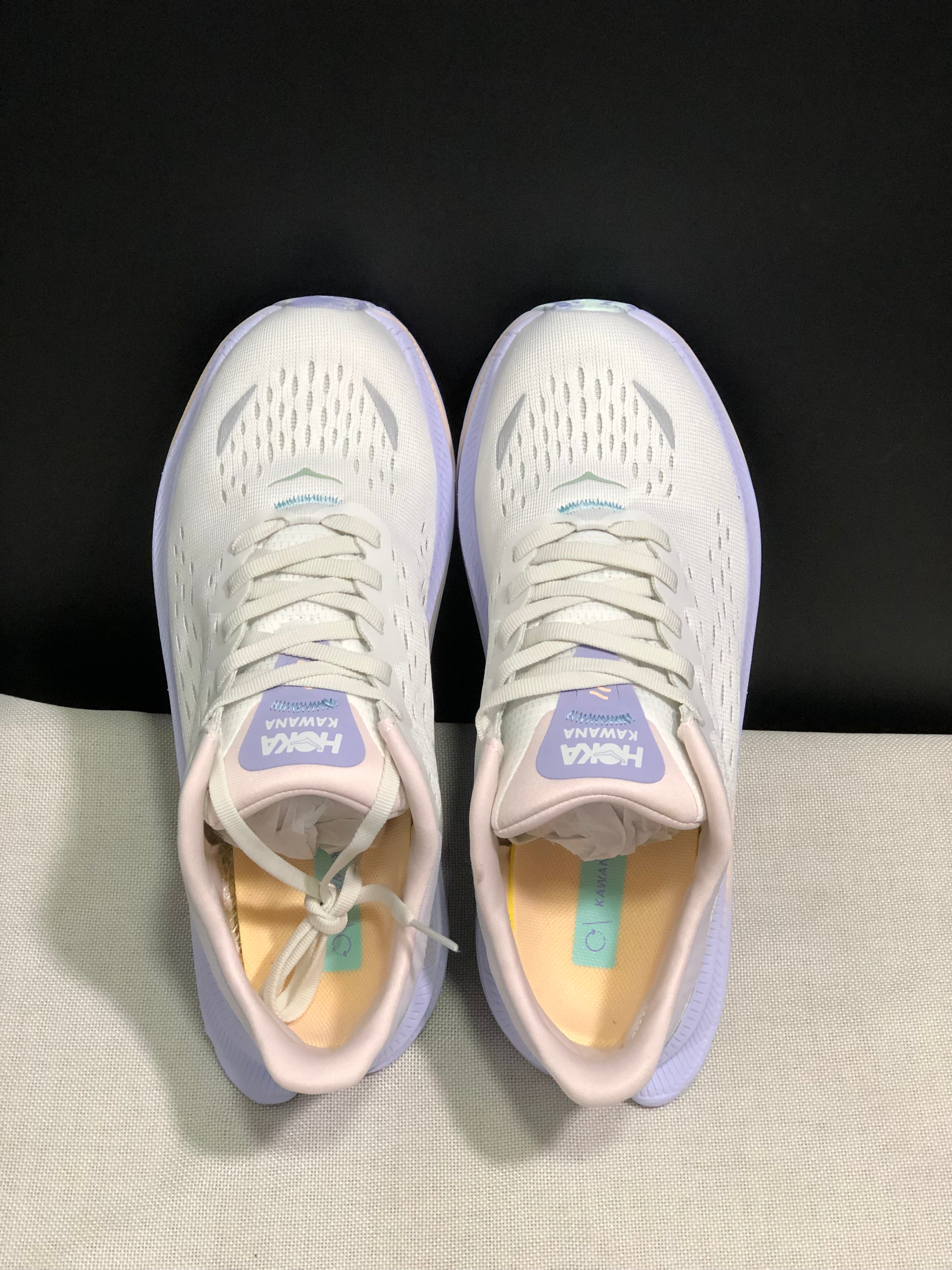 Hoka One One Kawana Cushioning Comfortable Gym Running Shoes Sneakers White/Purple