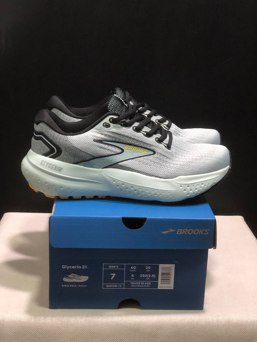Brooks Glycerin 21 Low-top Casual Running Shoes Blue/Black/Gold