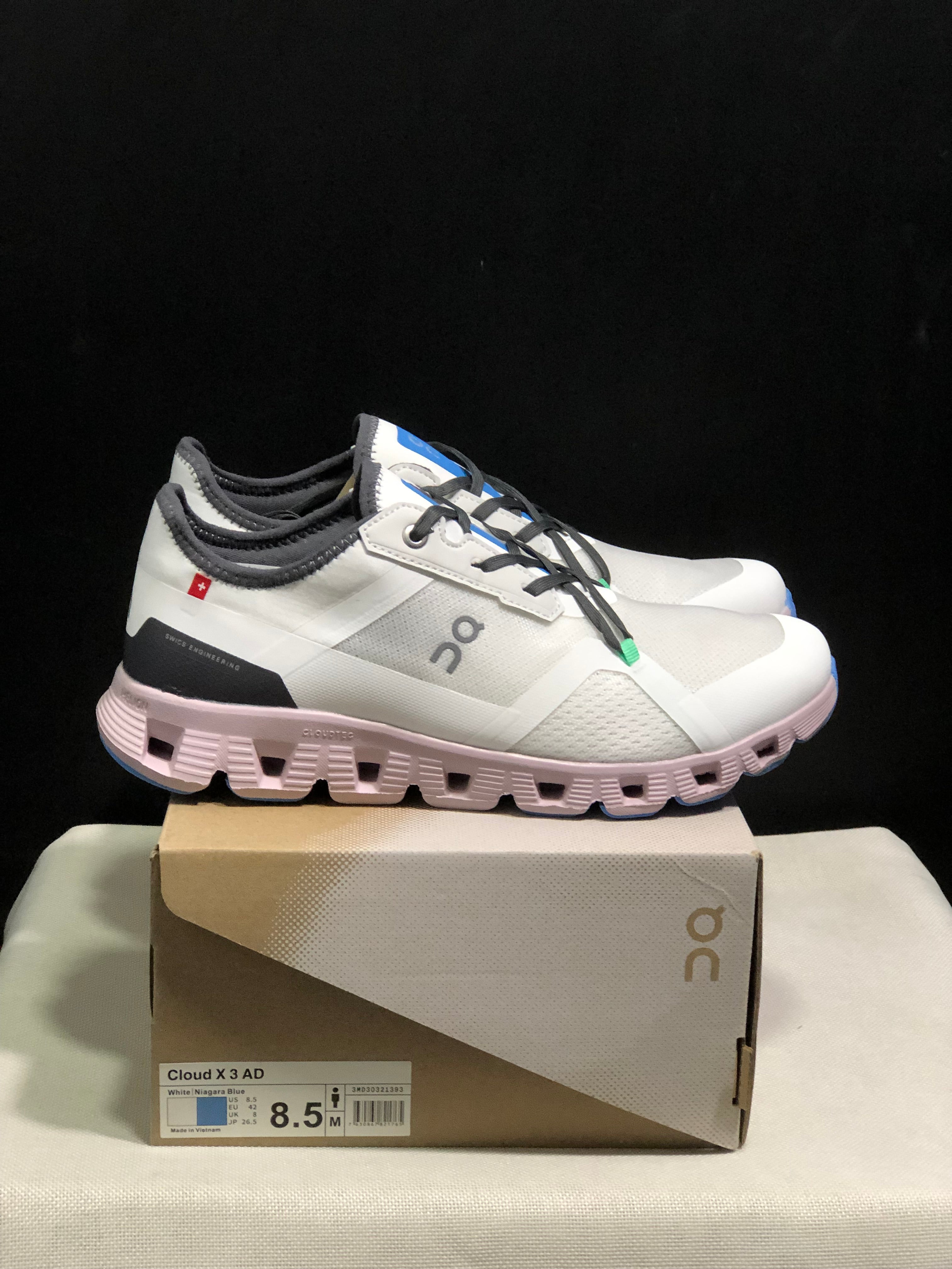 On Running Cloud X 3 AD Comfortable Wear-Resistant Training Shoes Grayish-White/Light Pink