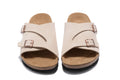 Birkenstock Two Buttons Cream Scrub Leather Fashion Slippers