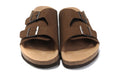 Birkenstock Two Buttons Brown Scrub Leather Fashion Slippers