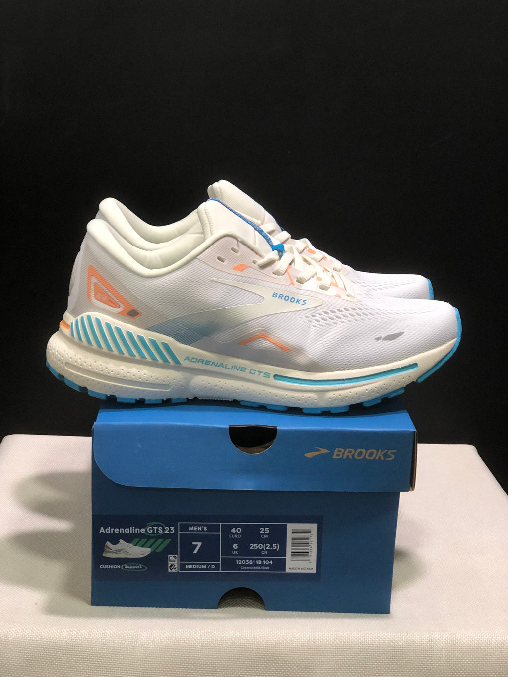 Brooks Adrenaline GTS 23 Shock-absorbing Wear-resistant Low-top Running Shoes Coconut Milk/Blue