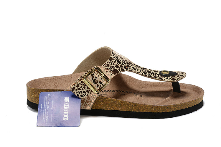 Birkenstock Golden Metallic Stones Flip Flops Leather Sandals
