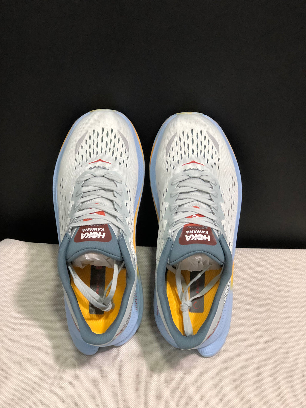 Hoka One One Kawana Cushioning Comfortable Gym Running Shoes Sneakers Cream/Blue