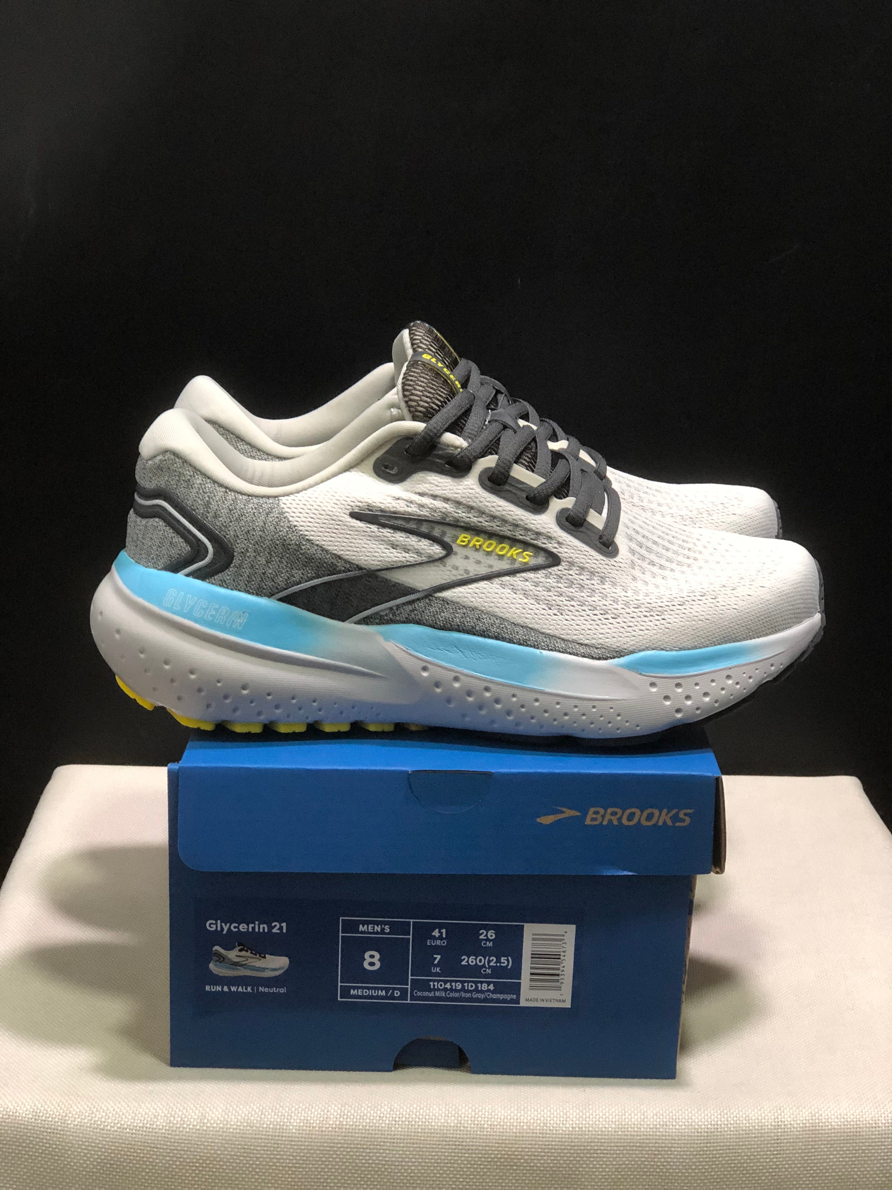 Brooks Glycerin 21 Men's Low-top Casual Running Shoes Coconut Milk Color/iron Grey/Champogne