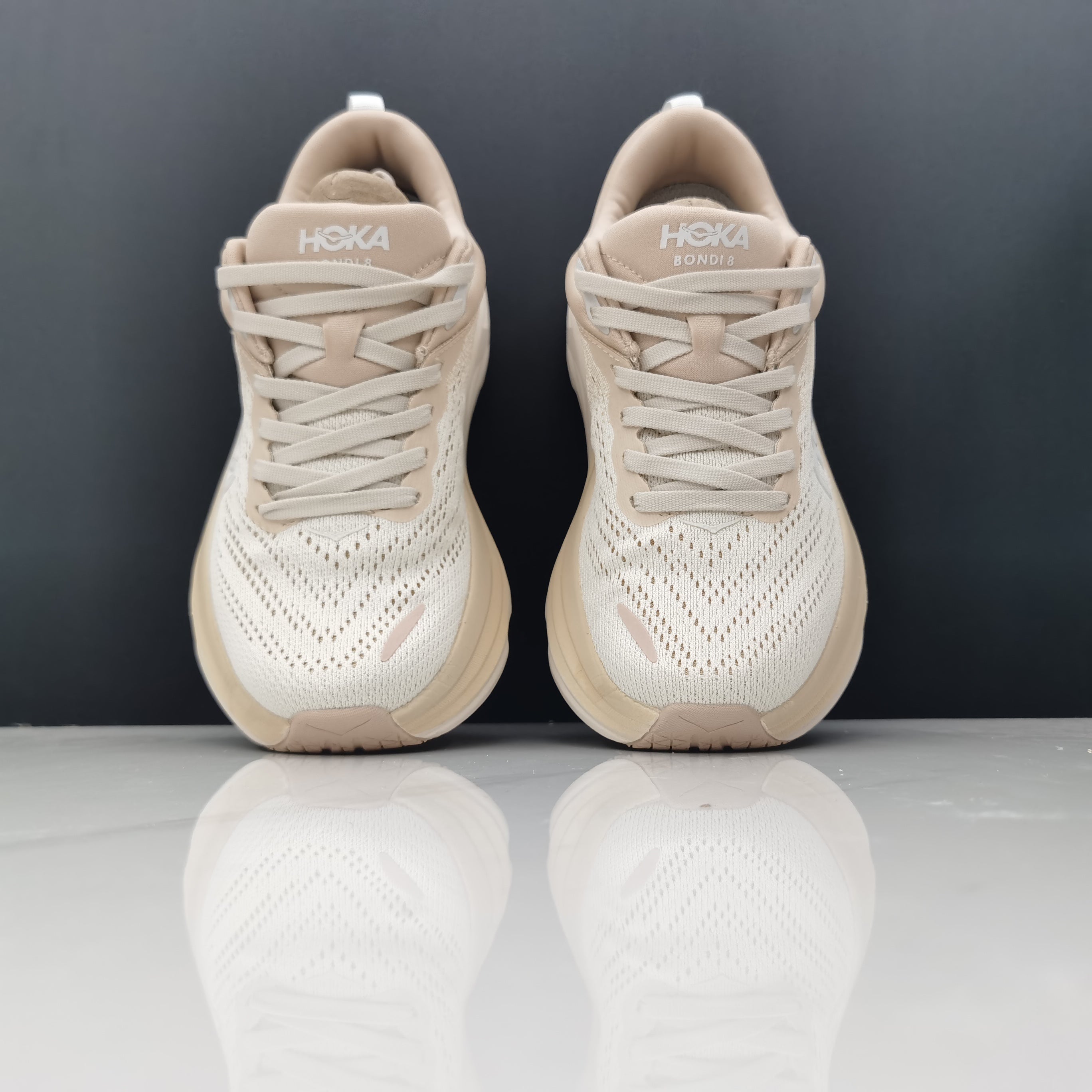 Hoka One One Bondi 8 Breathable Low-top Running Shoes Sneakers Cream