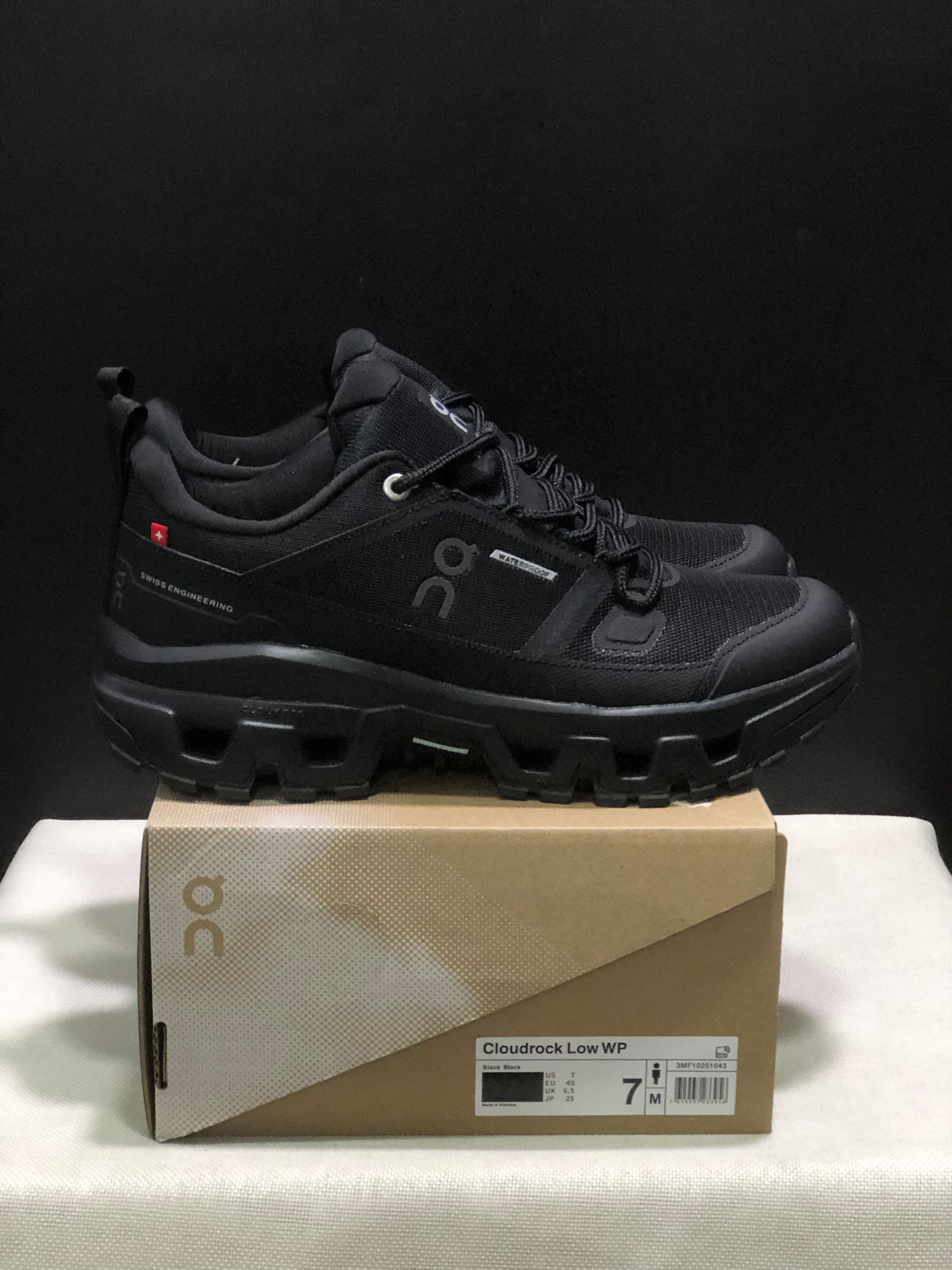 On Running Cloudrock Low WP Hiking Outdoor Shoes All Black