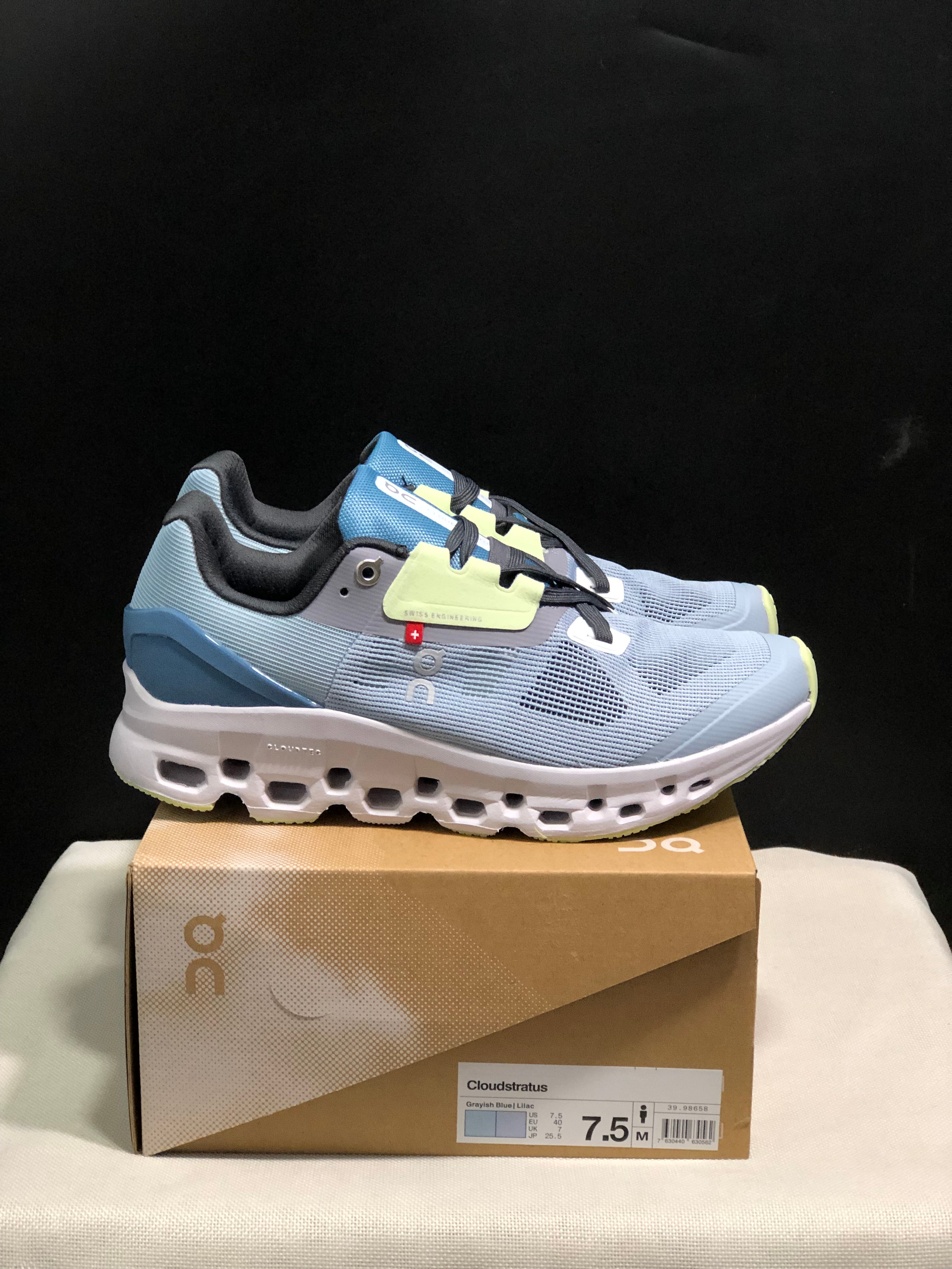 On Running Cloudstratus Breathable Support Running Shoes Grayish Blue