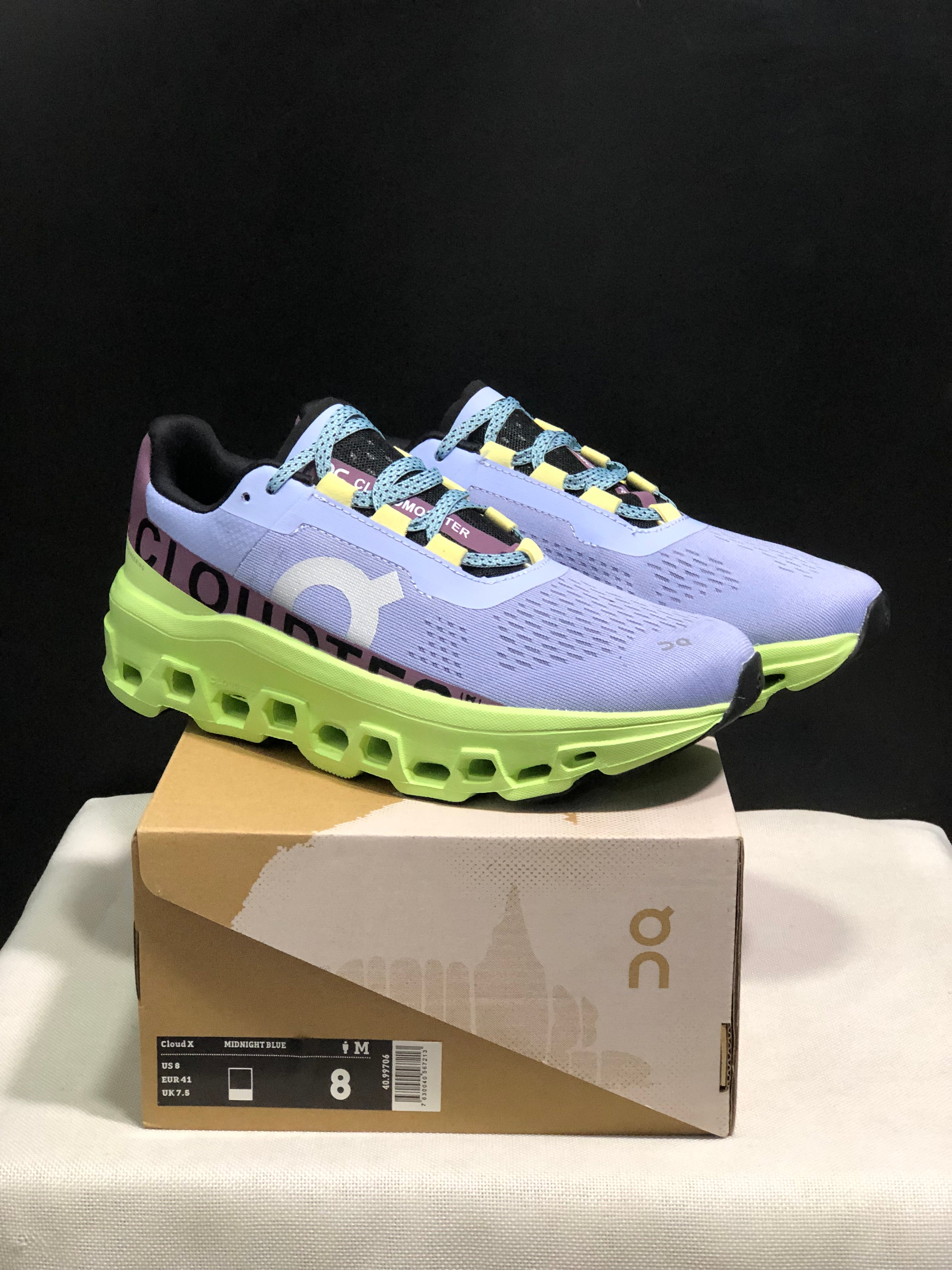 On Running Cloudmonster Anti-Slip Running Shoes Light Purple/Green