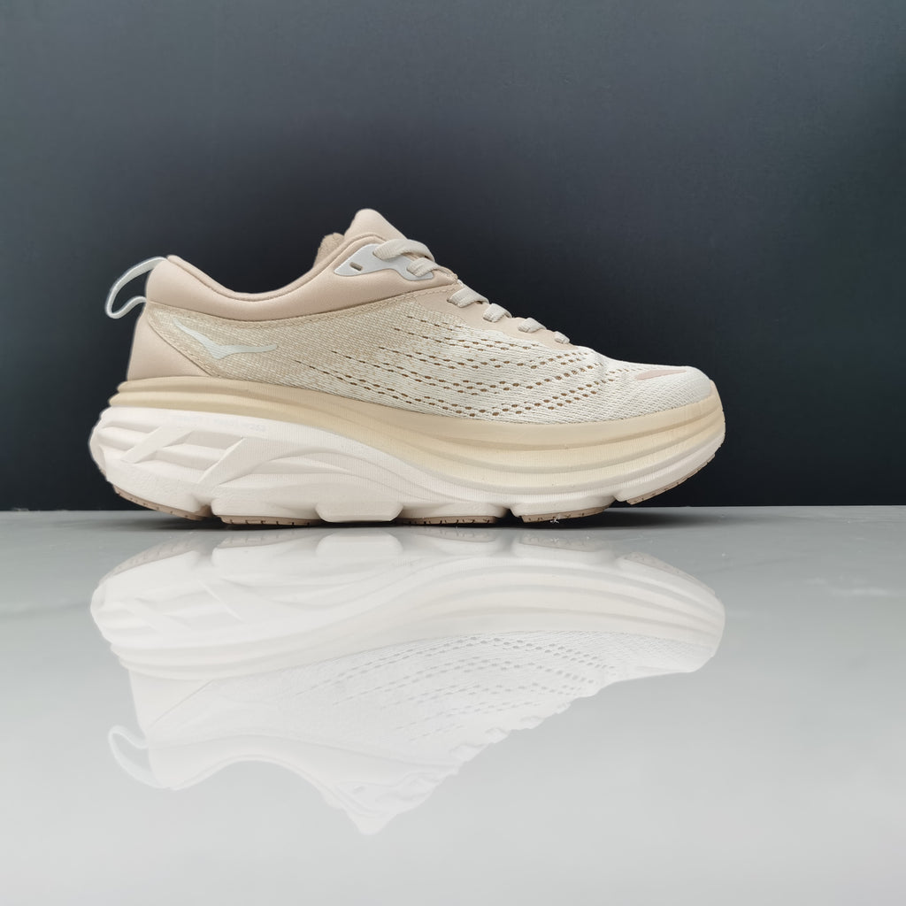 Hoka One One Bondi 8 Breathable Low-top Running Shoes Sneakers Cream