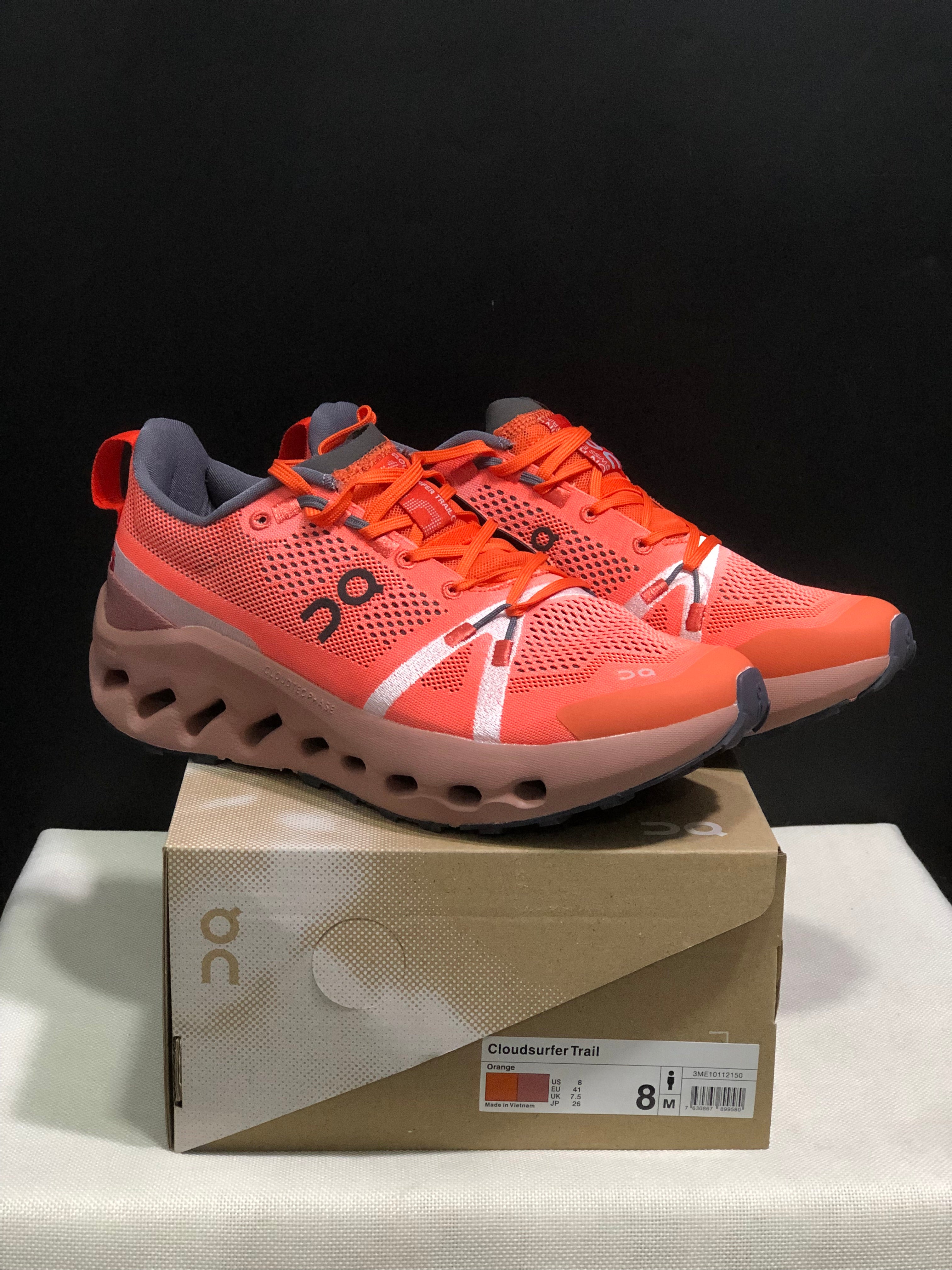 On Running Cloudsurfer Trail Orange Waterproof Comfortable And Breathable Running Shoes
