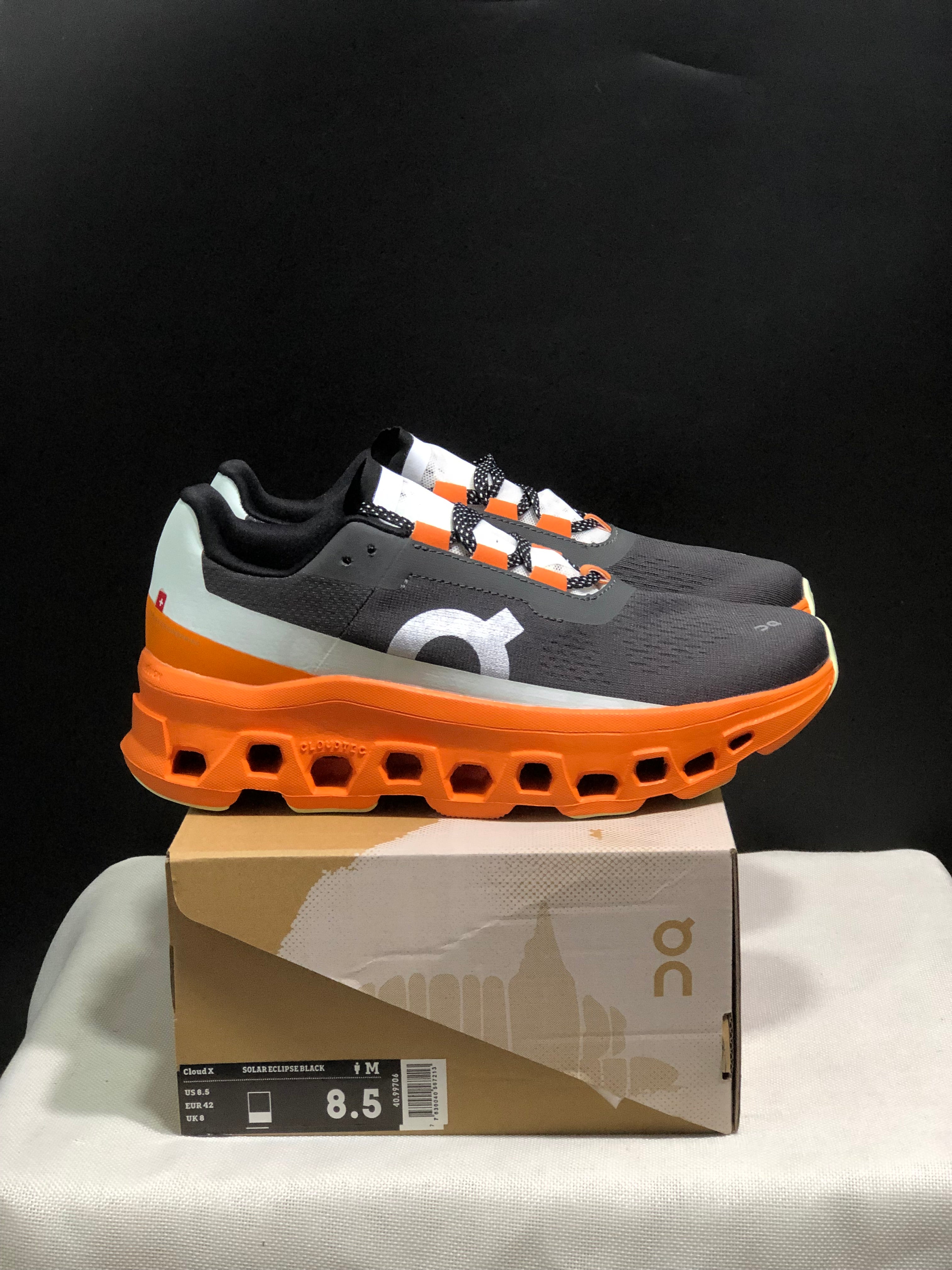 On Running Cloudmonster Anti-Slip Running Shoes Dark Grey/Orange