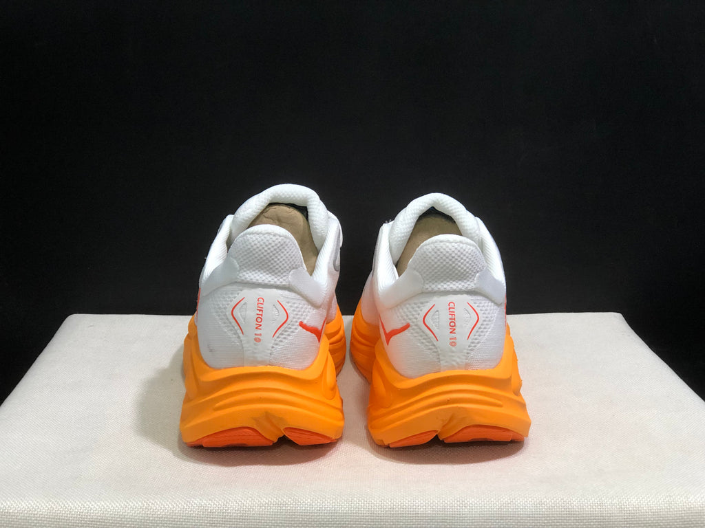 Hoka One One Clifton 10 Fashion Shoes Sneakers White/Orange