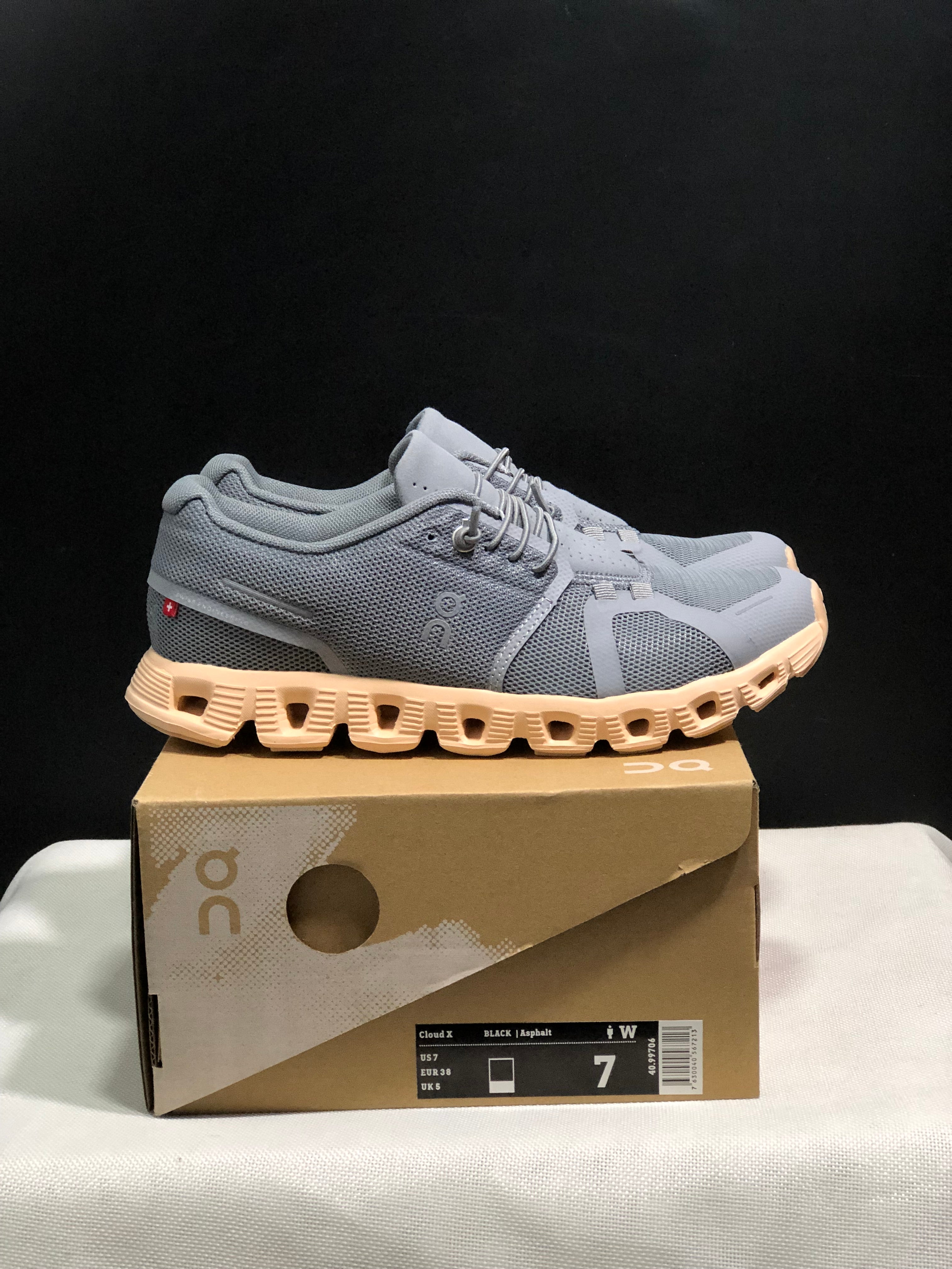 On Running Cloud 5 Lightweight Running Shoes Grey/Flesh Pink