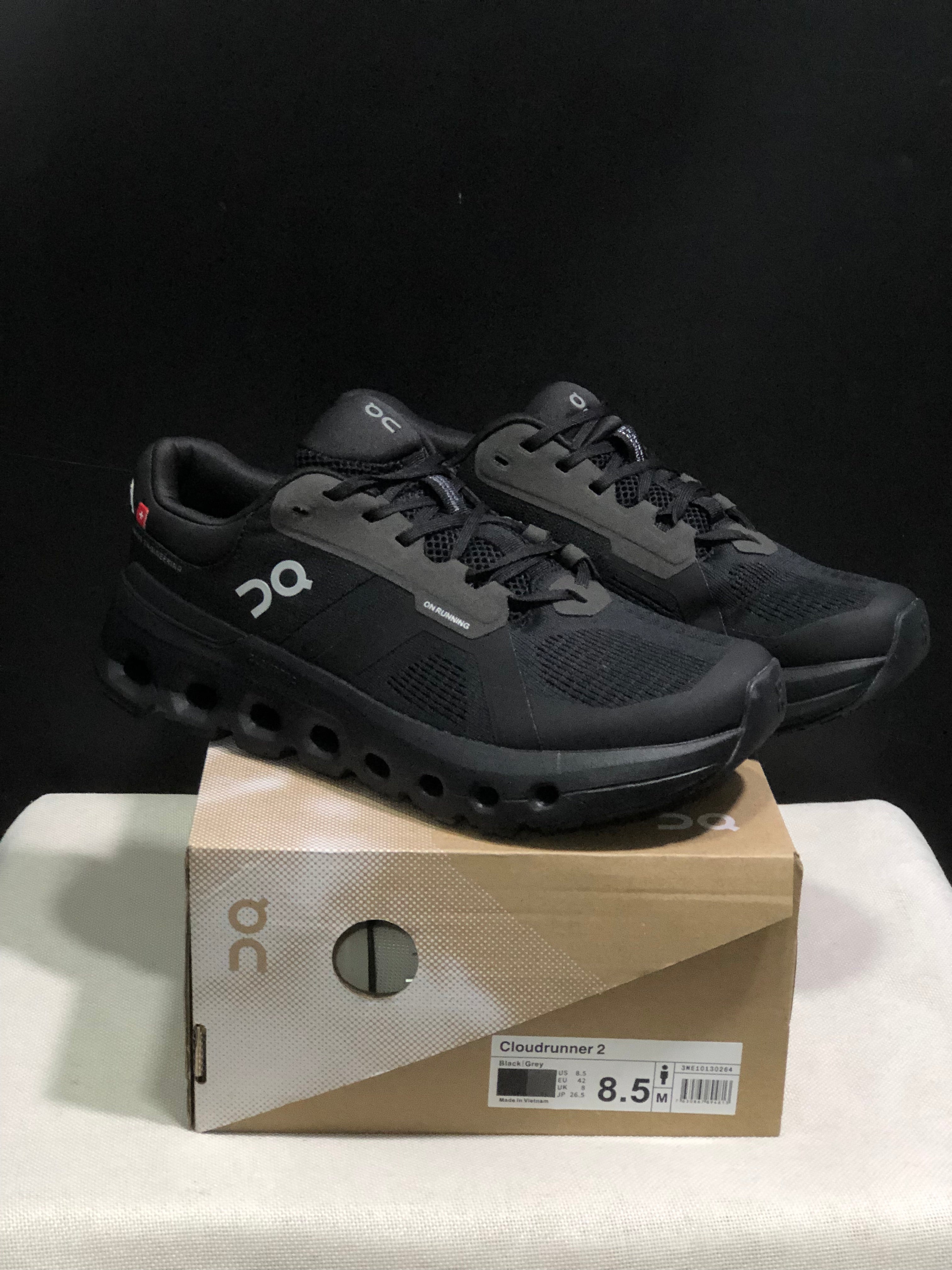 On Running Cloudrunner 2 Mesh Breathable Black Running Shoes