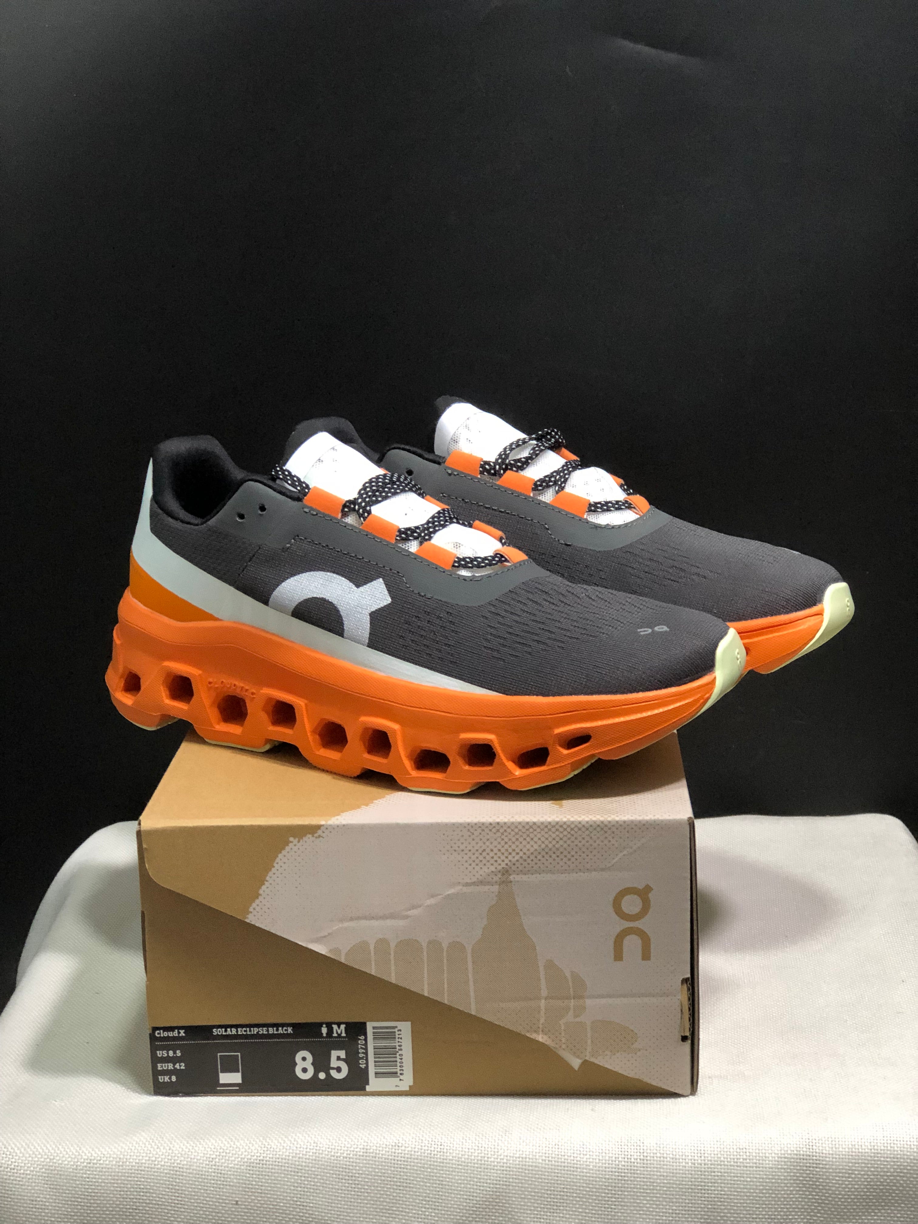 On Running Cloudmonster Anti-Slip Running Shoes Dark Grey/Orange